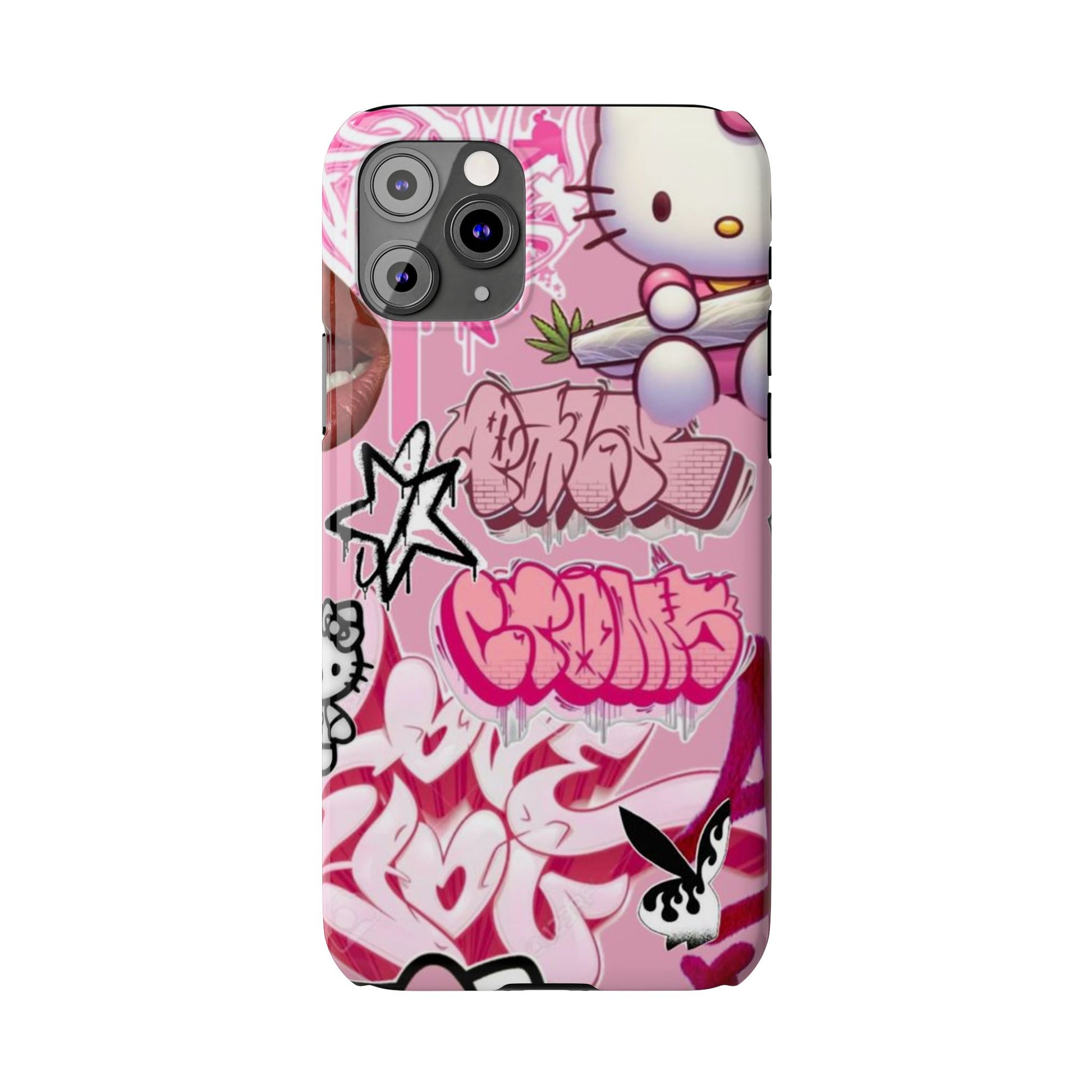 Trendy Hello Kitty Slim Phone Case - Graffiti Style, Cute and Stylish