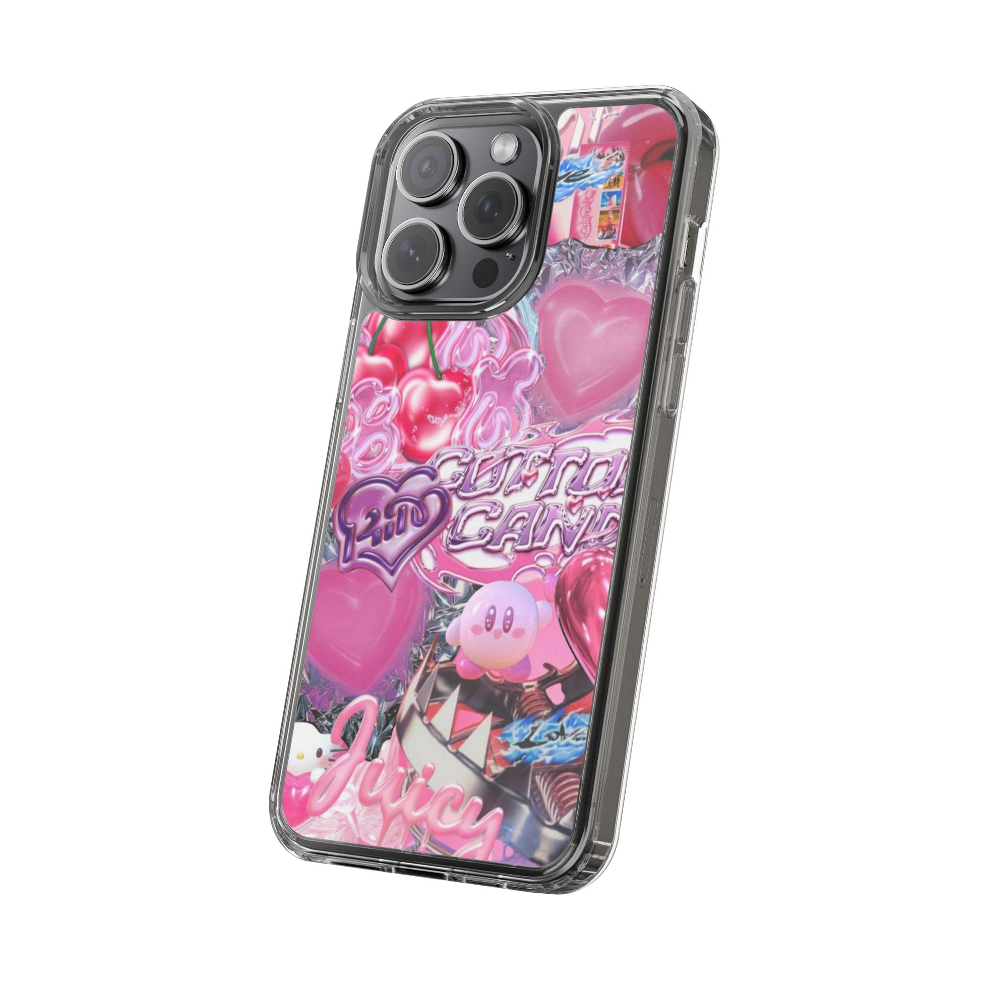 Juicy Candy Clear Phone Cases - Cute Cherry Heart Design for Sweet Lovers