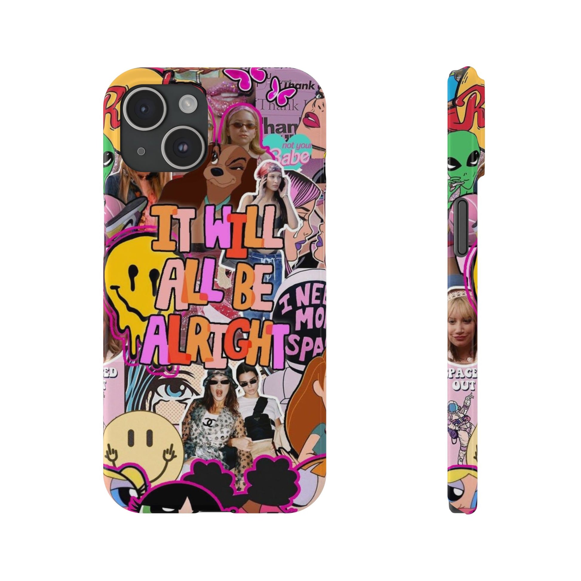Vibrant Slim Phone Case - 'It Will All Be Alright' Collage Design