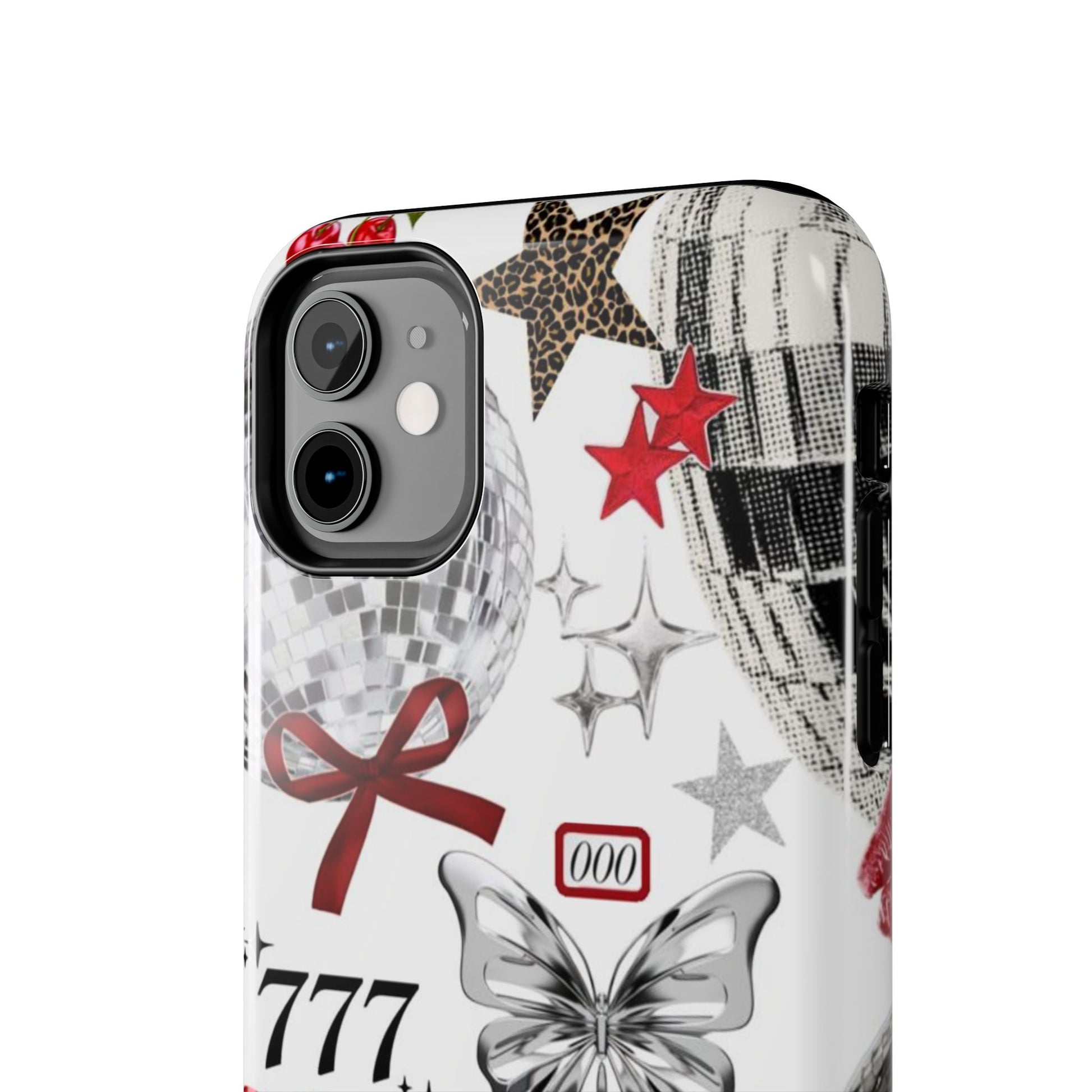 Glamorous Tough Phone Case with Disco Theme and Cherry Accents