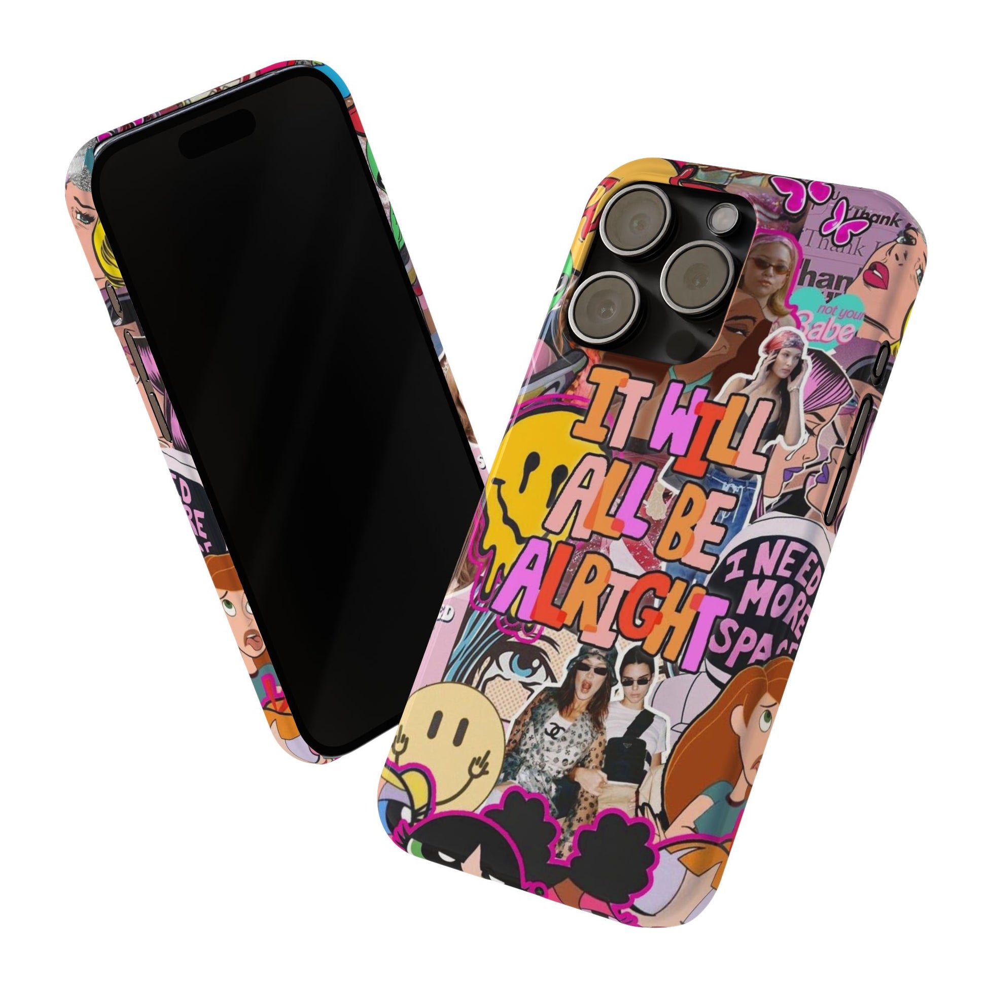 Vibrant Slim Phone Case - 'It Will All Be Alright' Collage Design