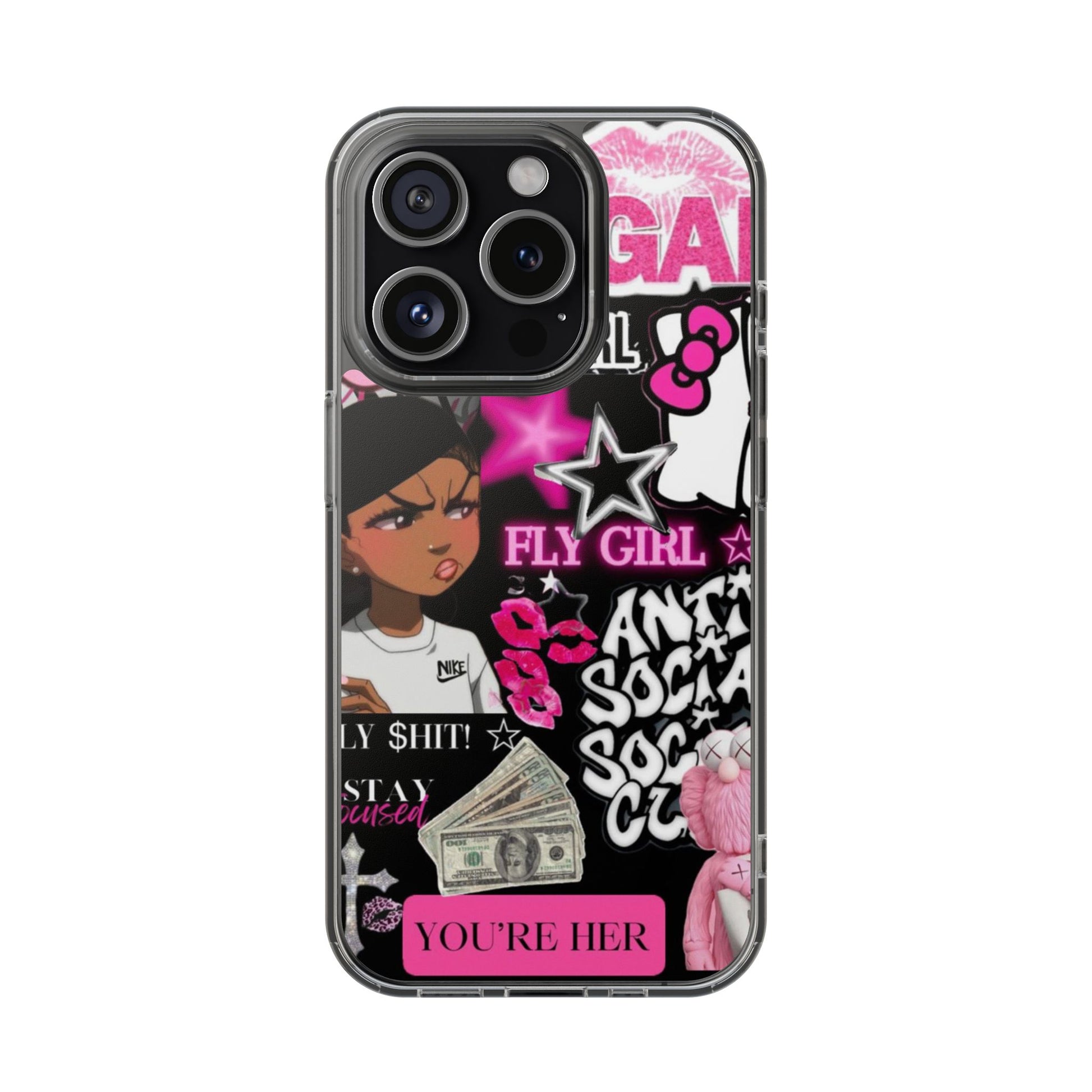 Trendy Clear Phone Case - Bold & Playful Design for Style Lovers
