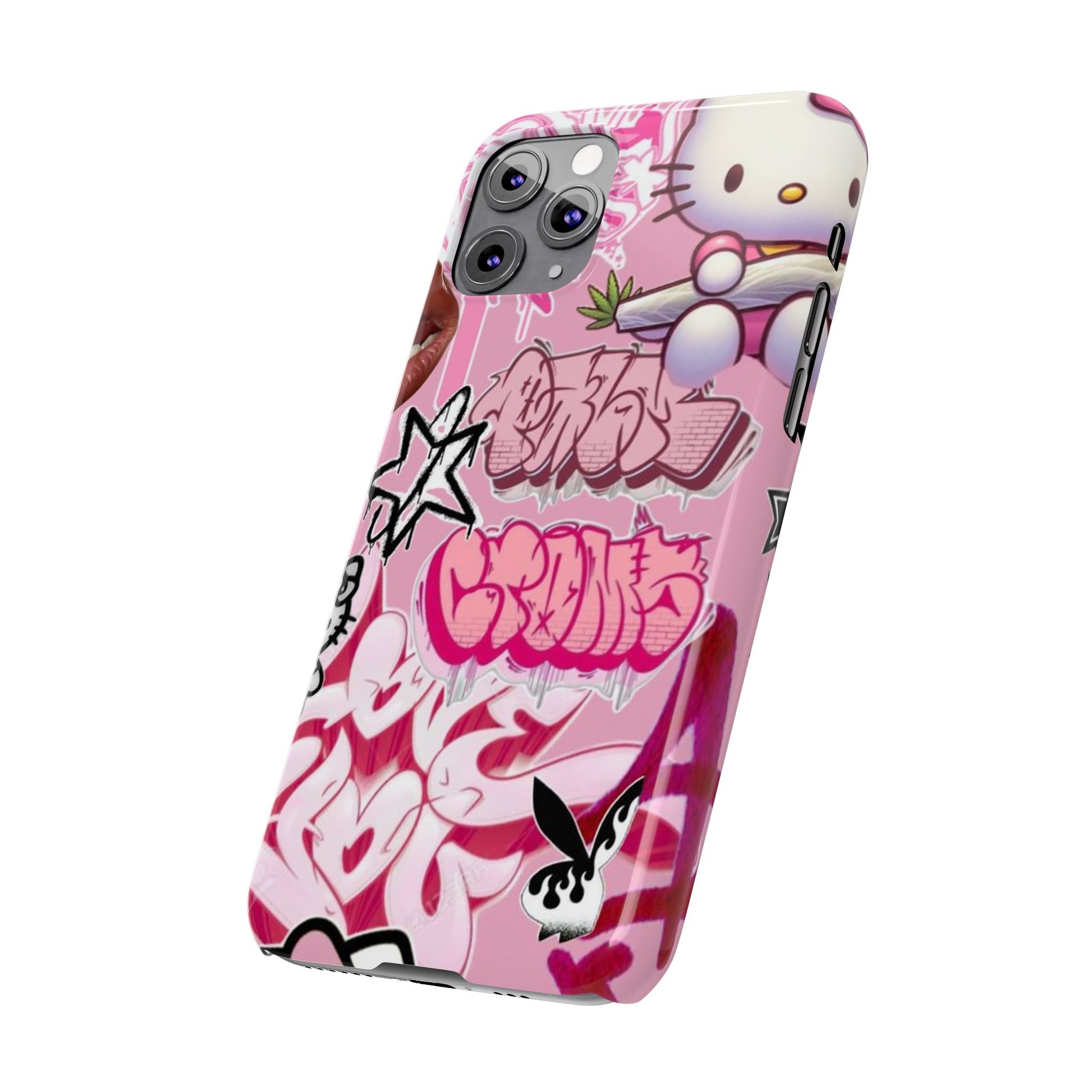 Trendy Hello Kitty Slim Phone Case - Graffiti Style, Cute and Stylish