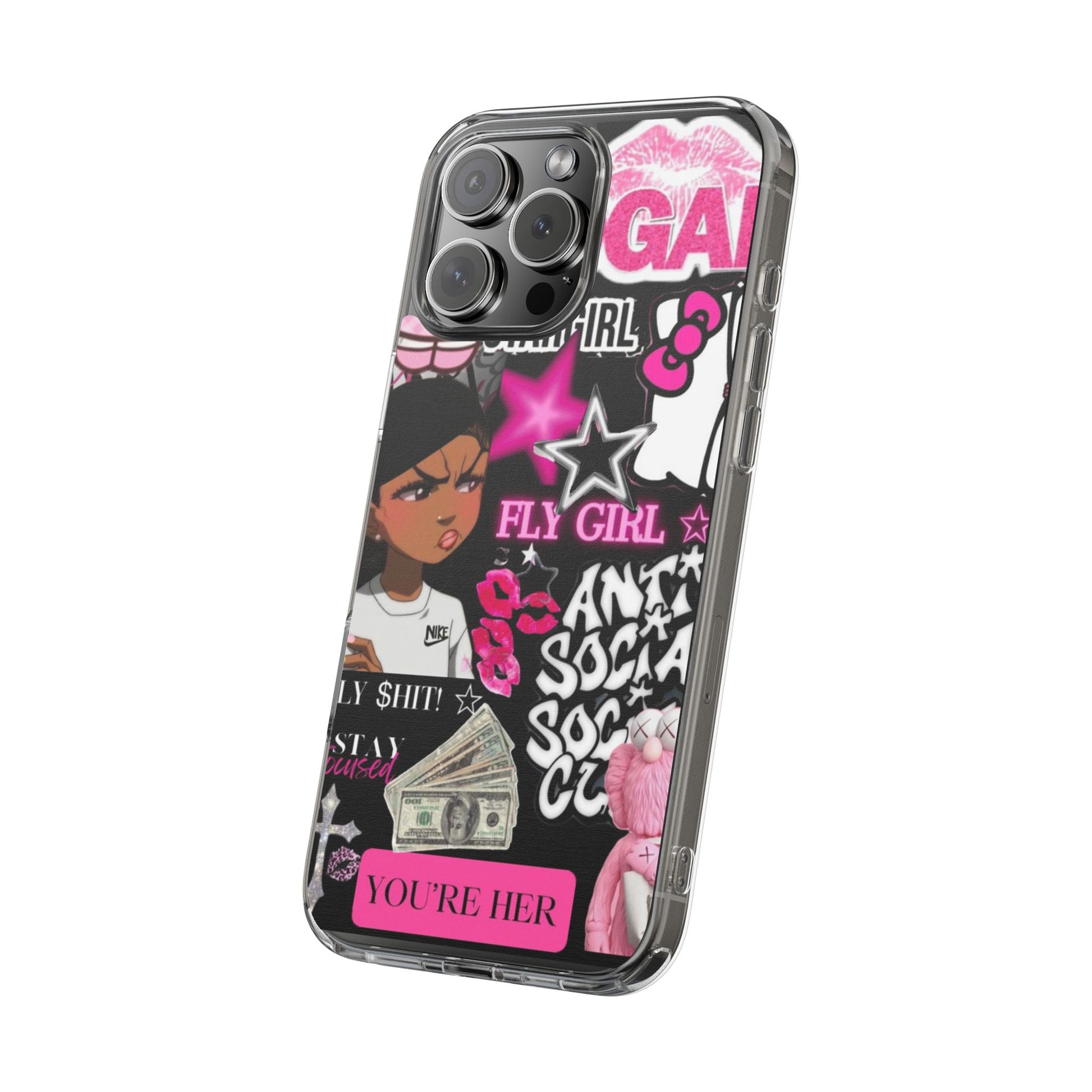 Trendy Clear Phone Case - Bold & Playful Design for Style Lovers