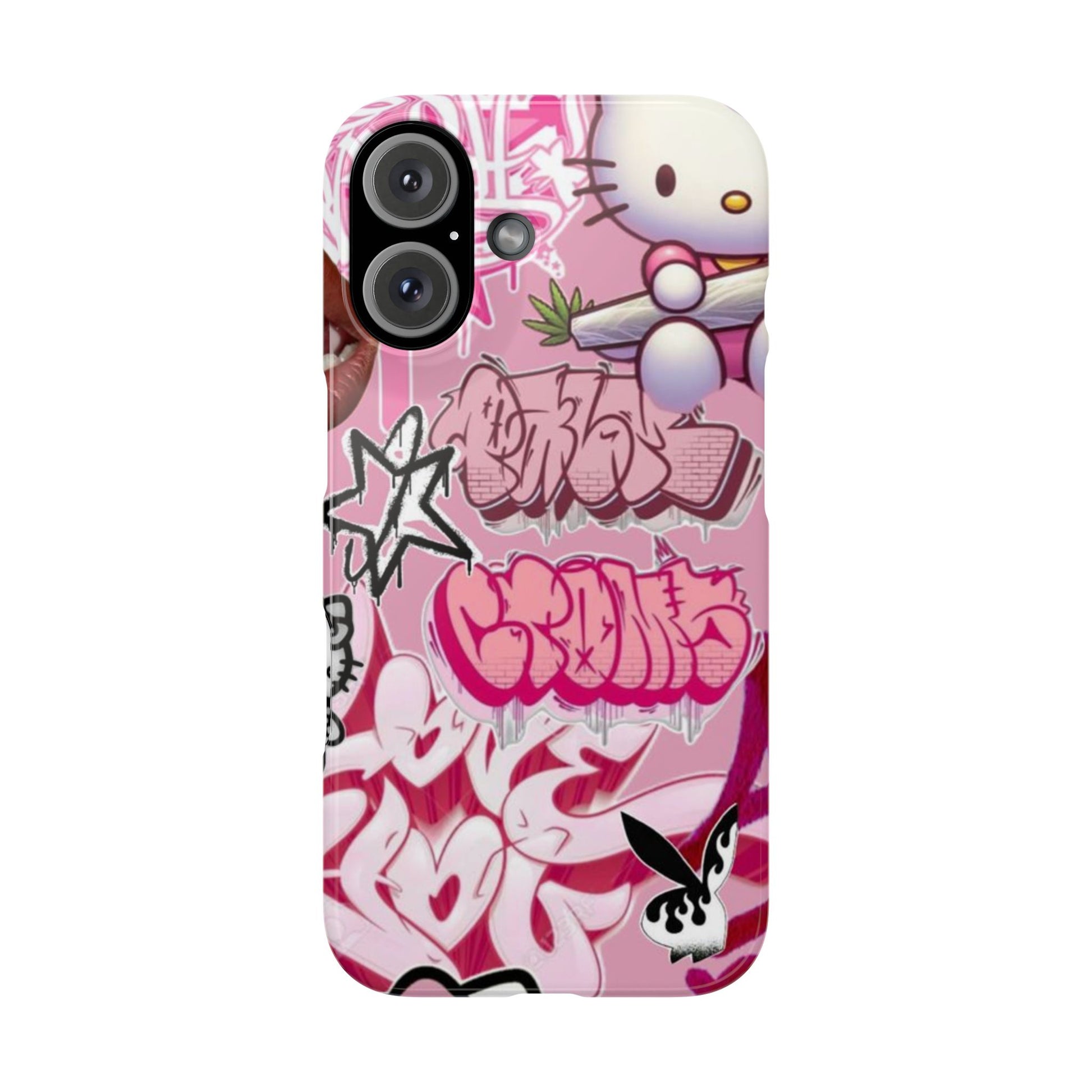 Trendy Hello Kitty Slim Phone Case - Graffiti Style, Cute and Stylish