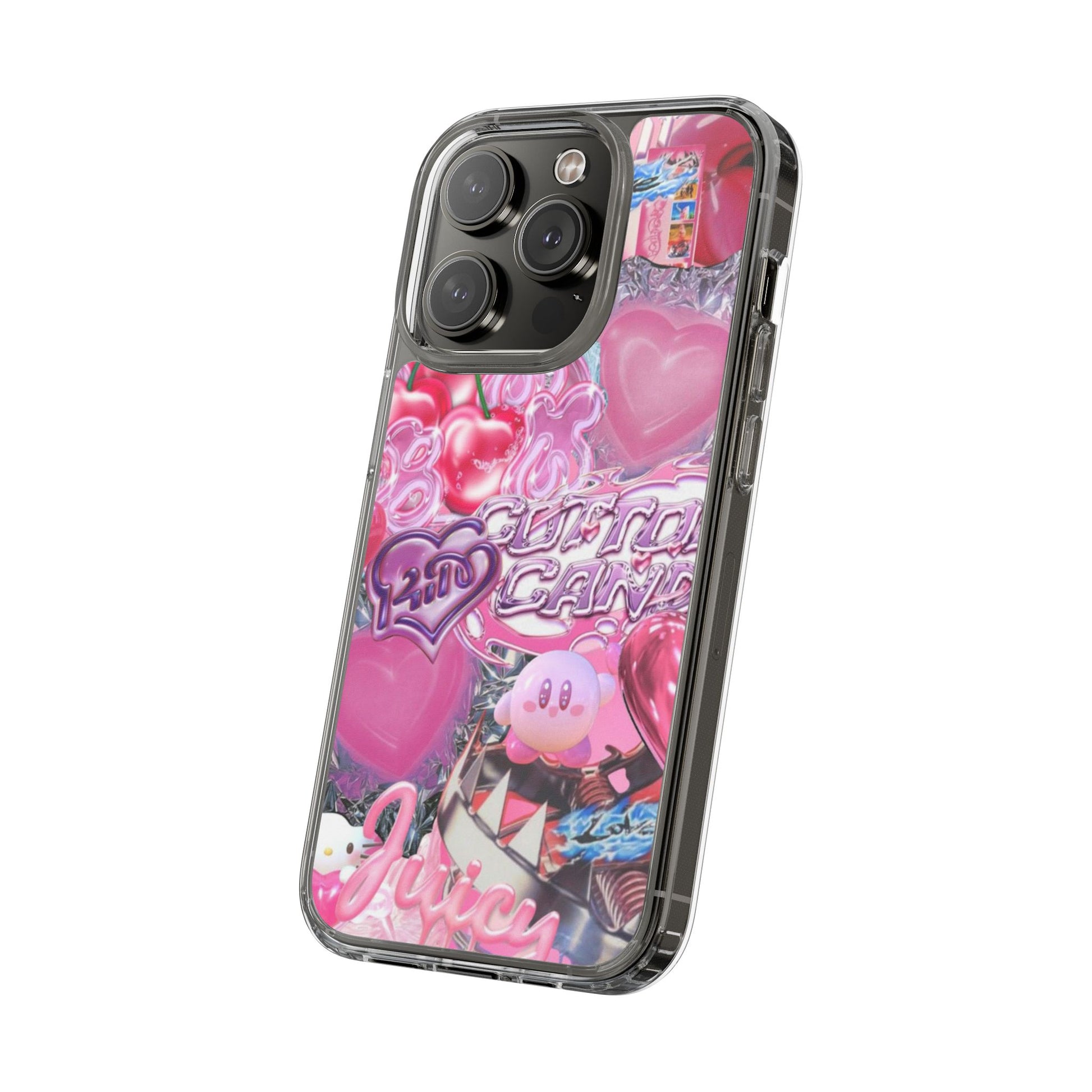Juicy Candy Clear Phone Cases - Cute Cherry Heart Design for Sweet Lovers