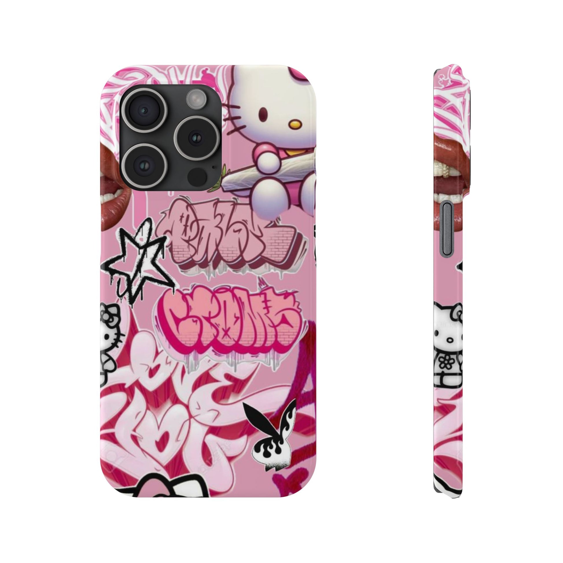 Trendy Hello Kitty Slim Phone Case - Graffiti Style, Cute and Stylish