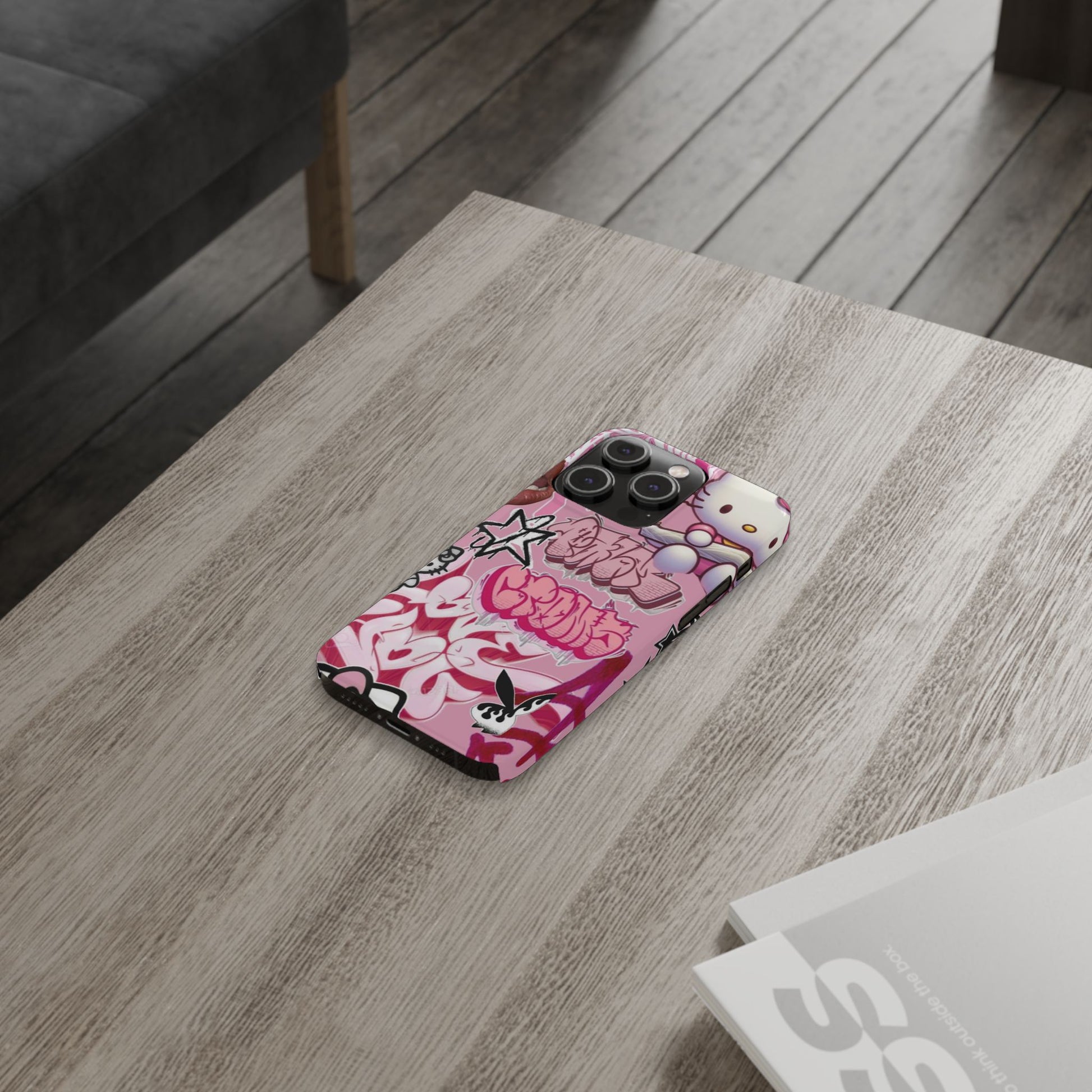 Trendy Hello Kitty Slim Phone Case - Graffiti Style, Cute and Stylish