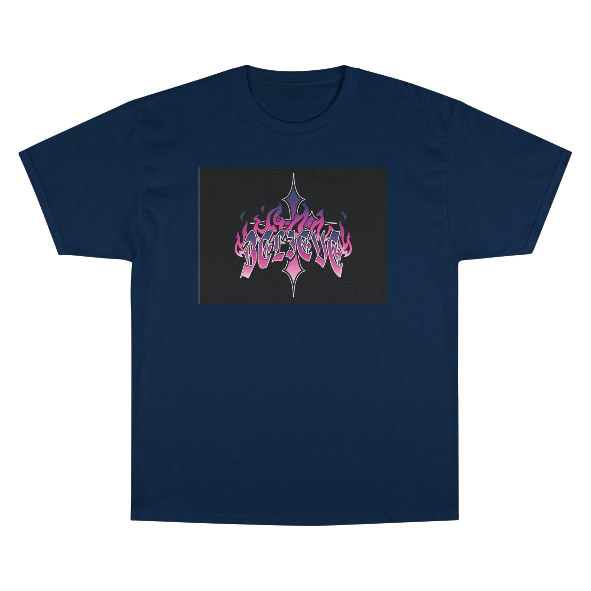 Champion Graphic Tee - Edgy Flame Design, Perfect for Streetwear Lovers