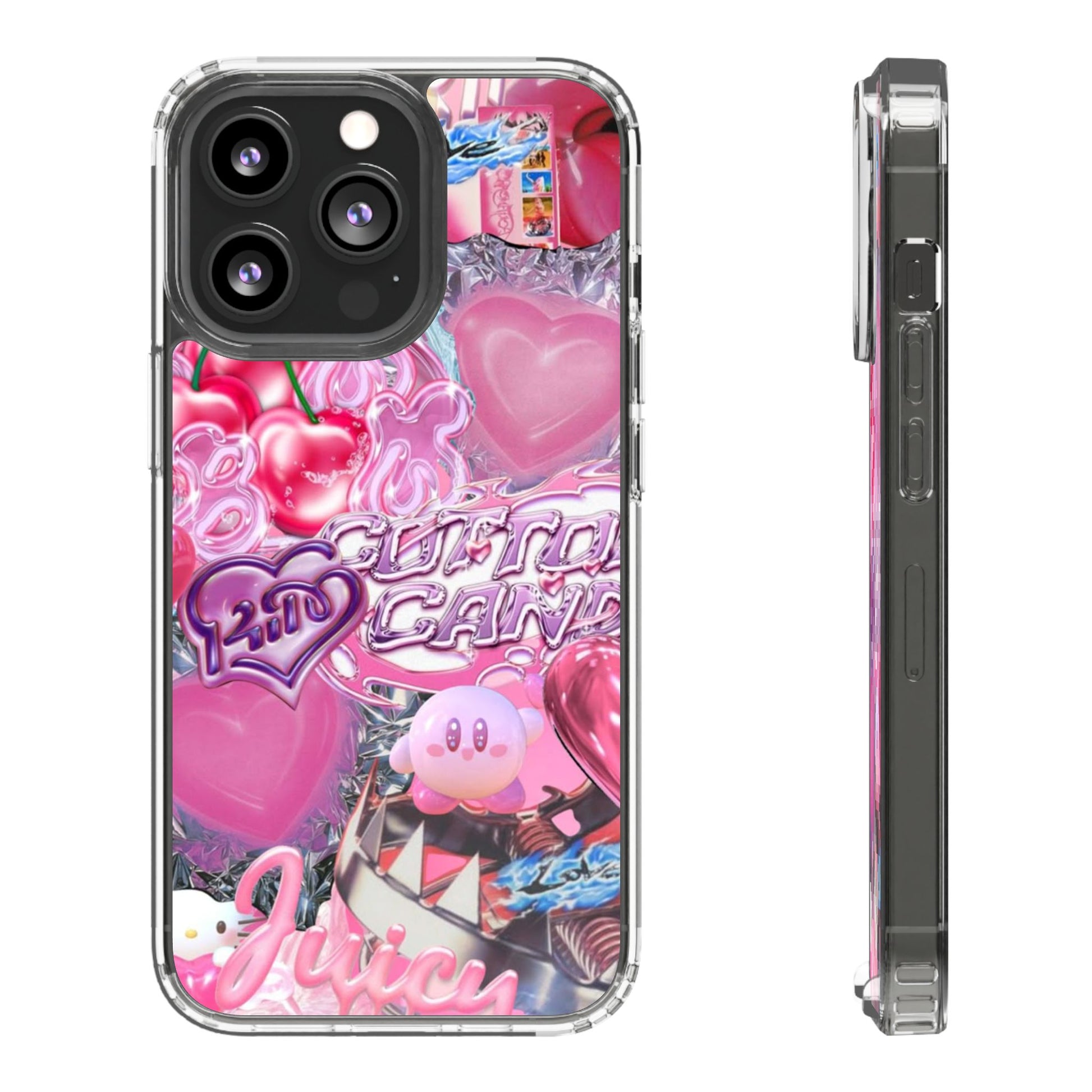 Juicy Candy Clear Phone Cases - Cute Cherry Heart Design for Sweet Lovers