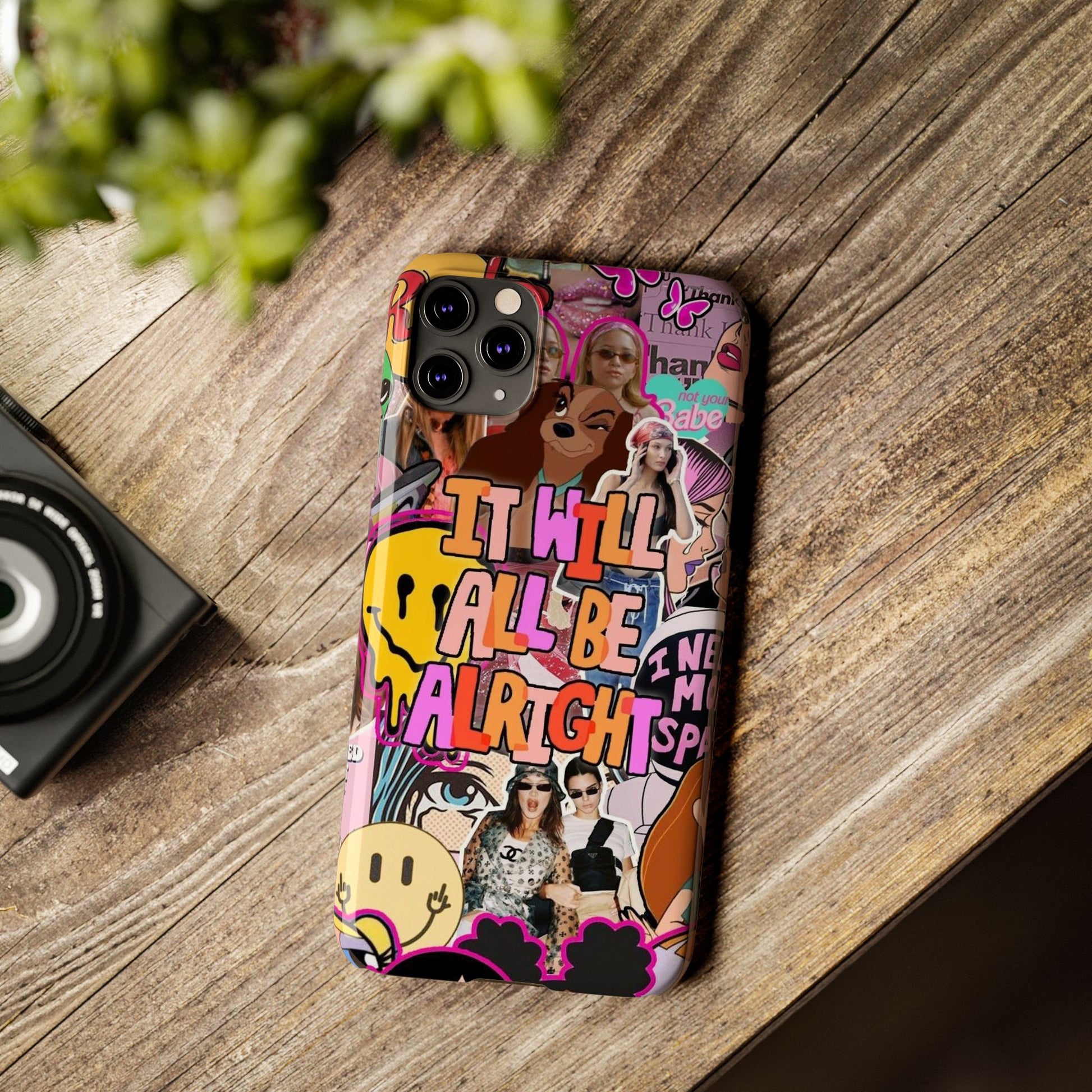 Vibrant Slim Phone Case - 'It Will All Be Alright' Collage Design