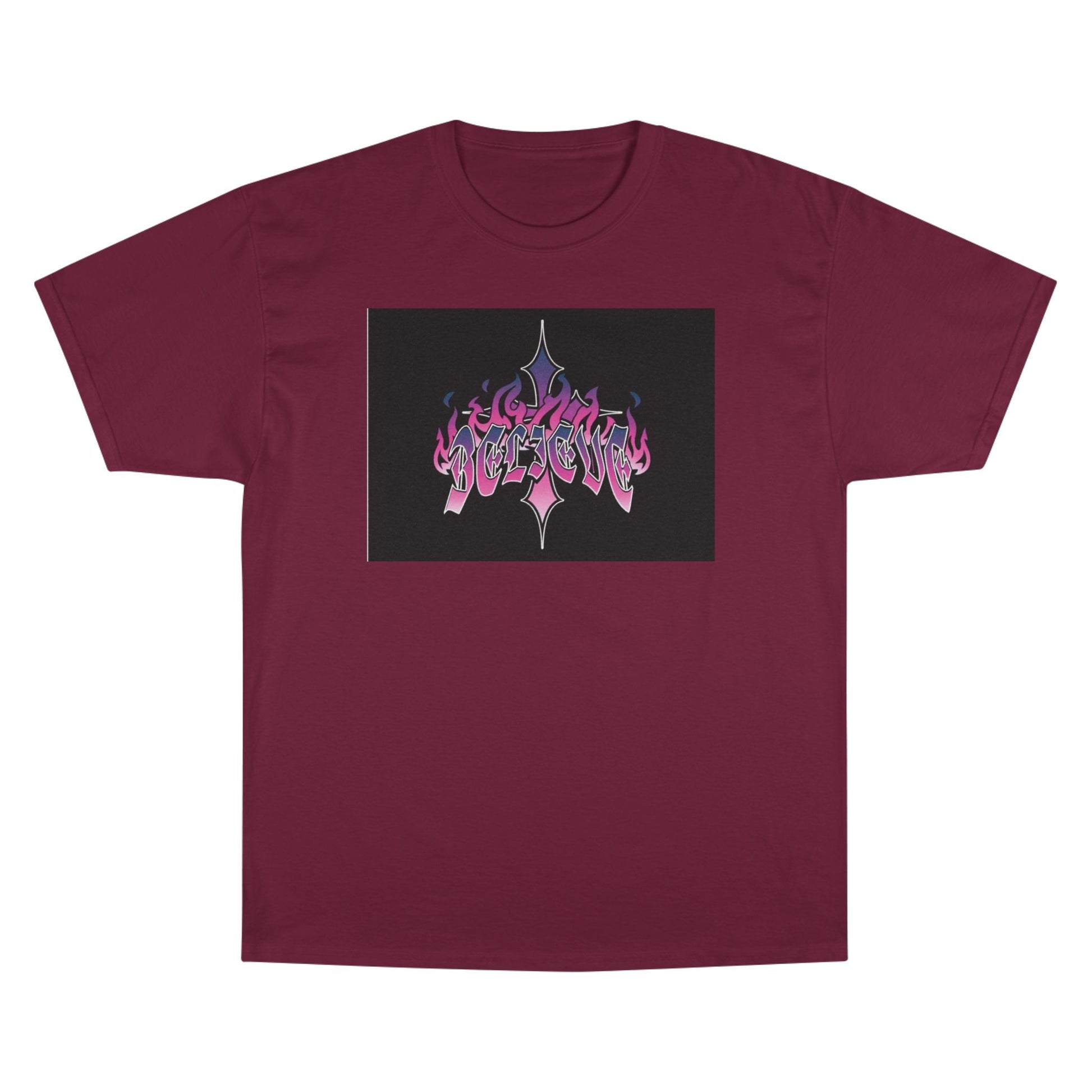 Champion Graphic Tee - Edgy Flame Design, Perfect for Streetwear Lovers