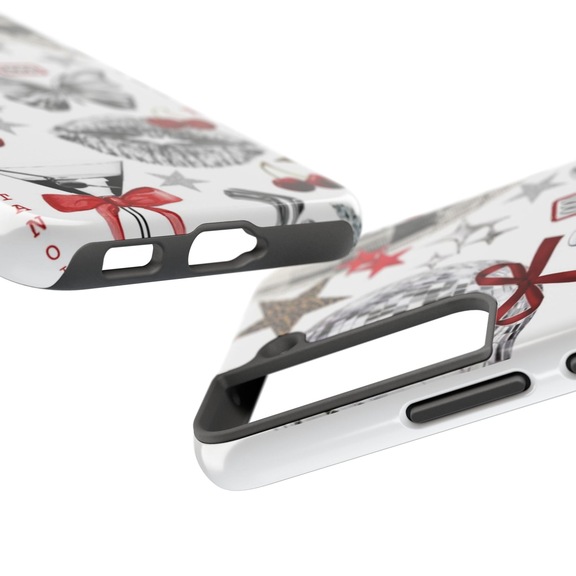 Glamorous Tough Phone Case with Disco Theme and Cherry Accents