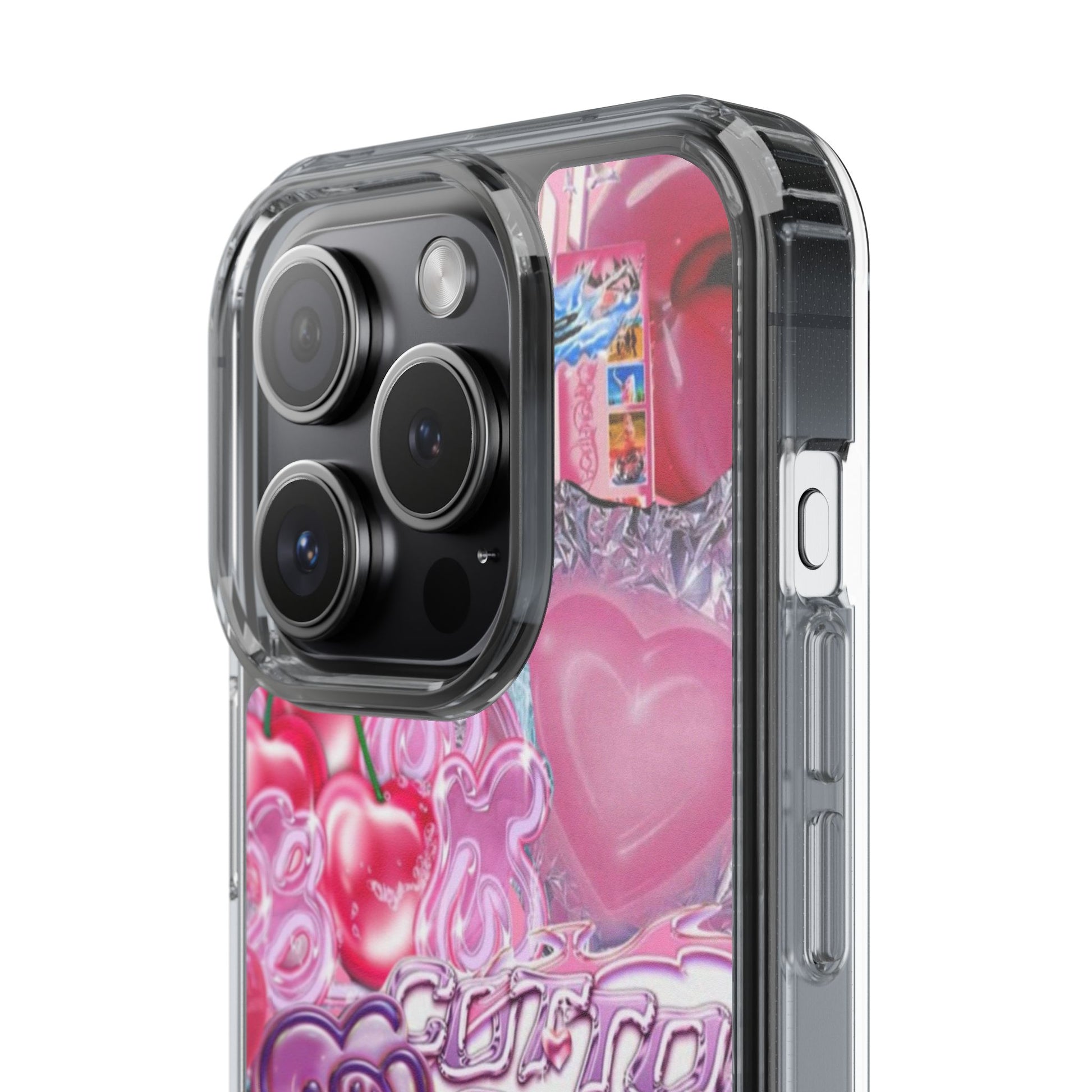Juicy Candy Clear Phone Cases - Cute Cherry Heart Design for Sweet Lovers