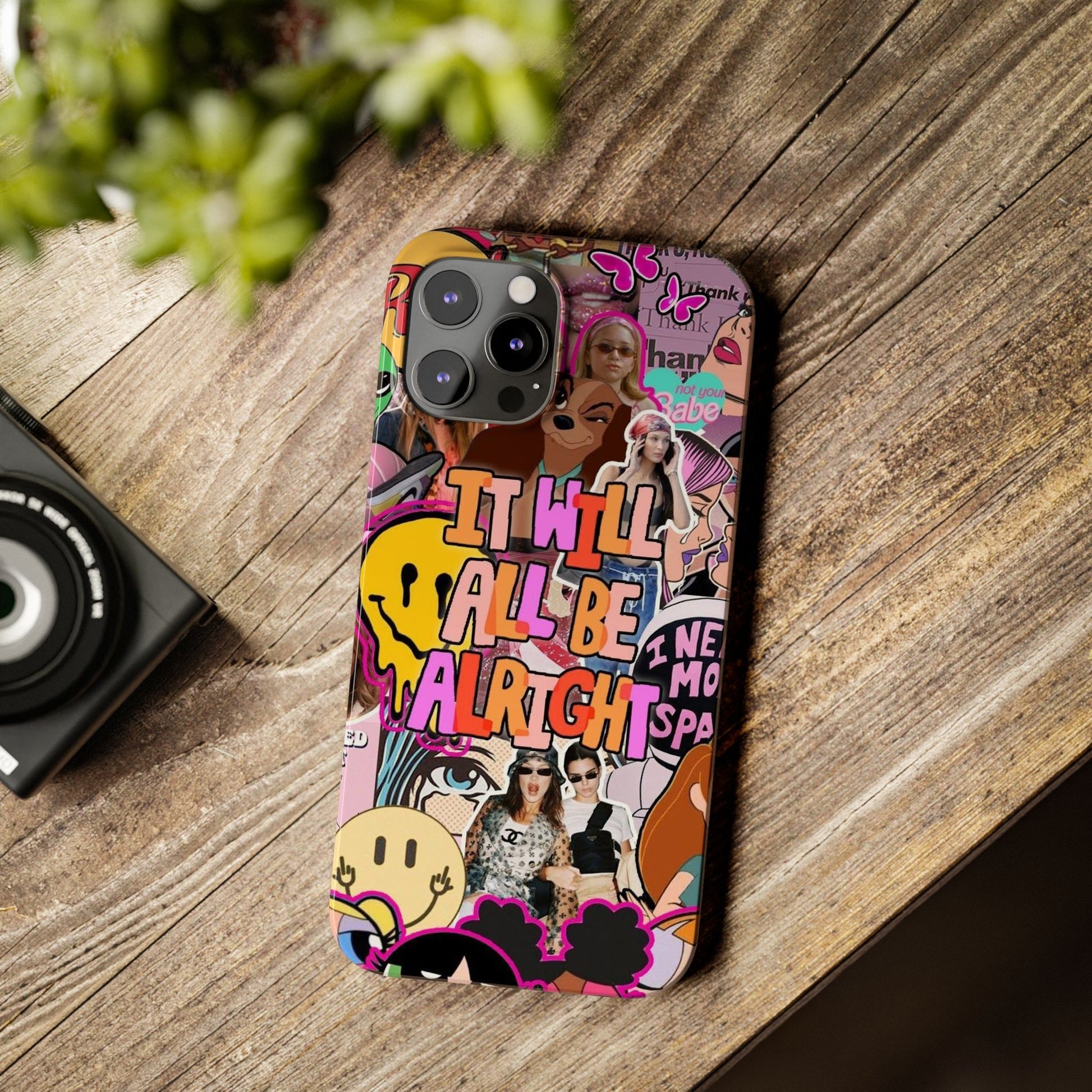 Vibrant Slim Phone Case - 'It Will All Be Alright' Collage Design