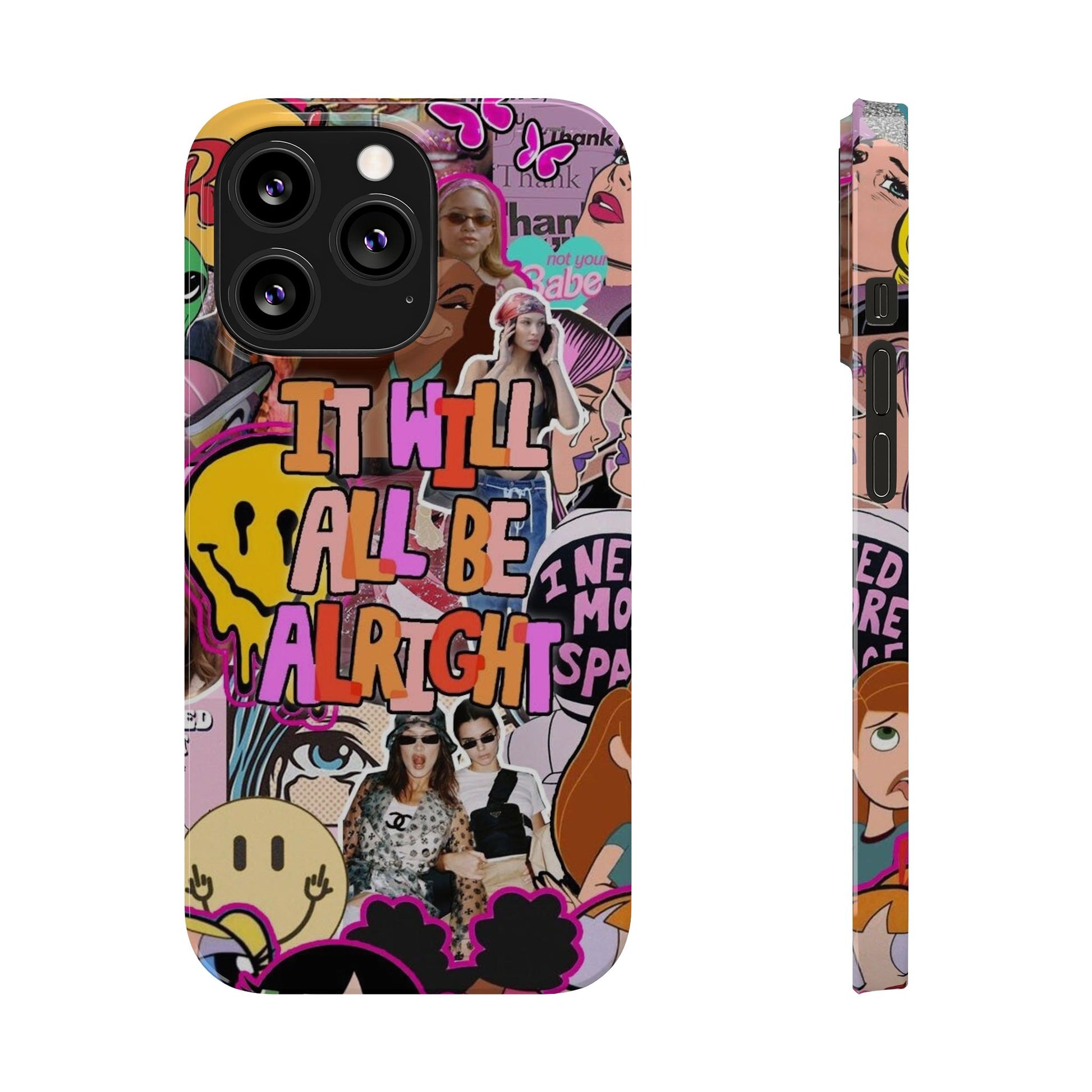 Vibrant Slim Phone Case - 'It Will All Be Alright' Collage Design