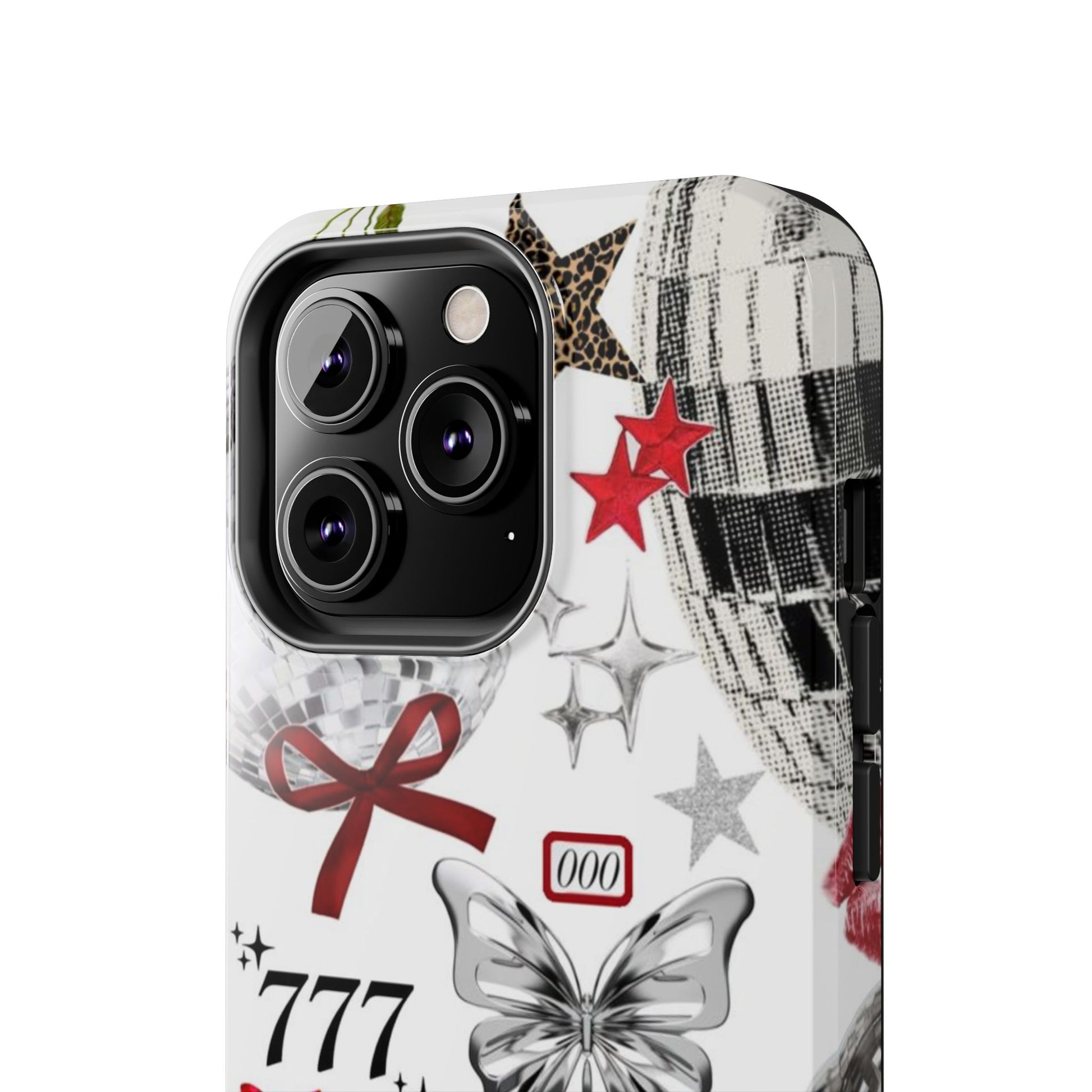 Glamorous Tough Phone Case with Disco Theme and Cherry Accents