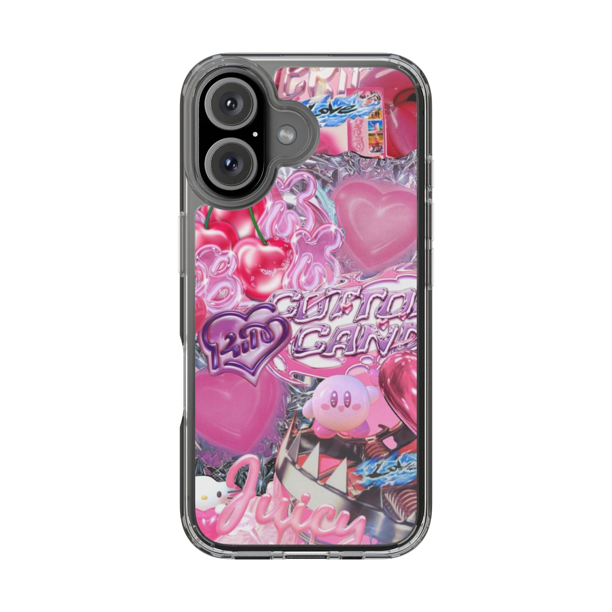Juicy Candy Clear Phone Cases - Cute Cherry Heart Design for Sweet Lovers