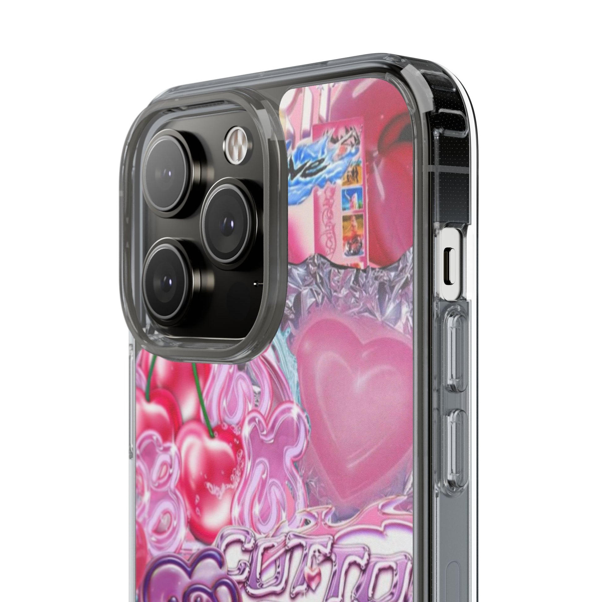 Juicy Candy Clear Phone Cases - Cute Cherry Heart Design for Sweet Lovers