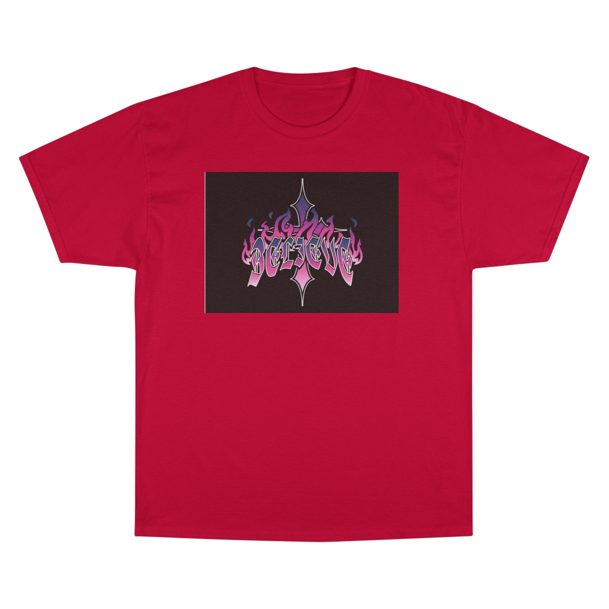 Champion Graphic Tee - Edgy Flame Design, Perfect for Streetwear Lovers