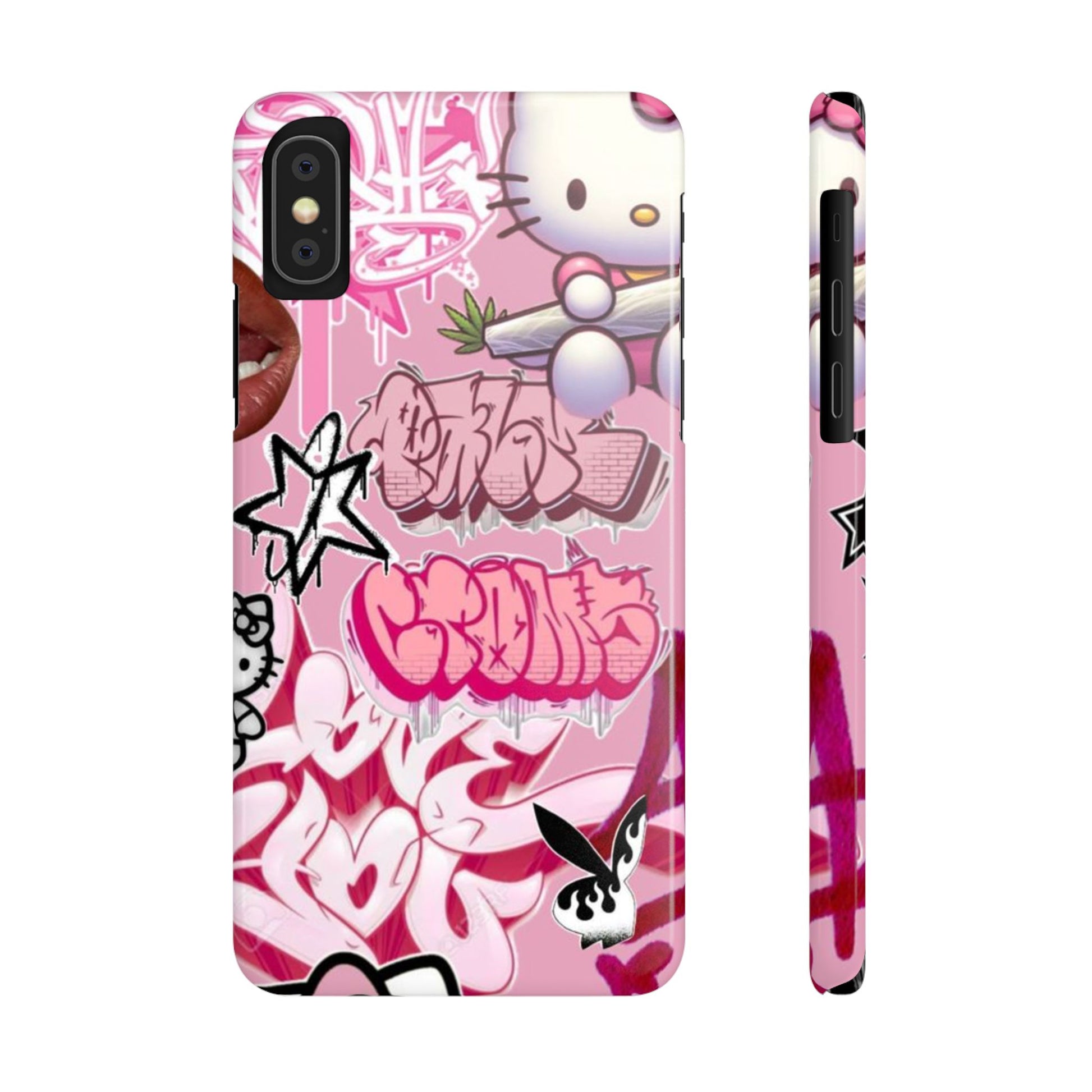 Trendy Hello Kitty Slim Phone Case - Graffiti Style, Cute and Stylish