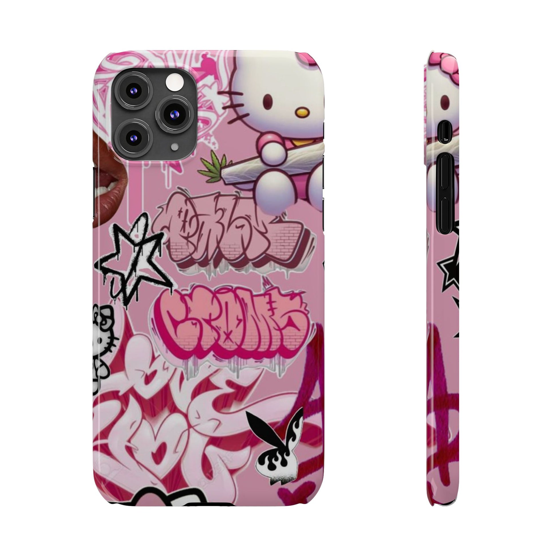 Trendy Hello Kitty Slim Phone Case - Graffiti Style, Cute and Stylish