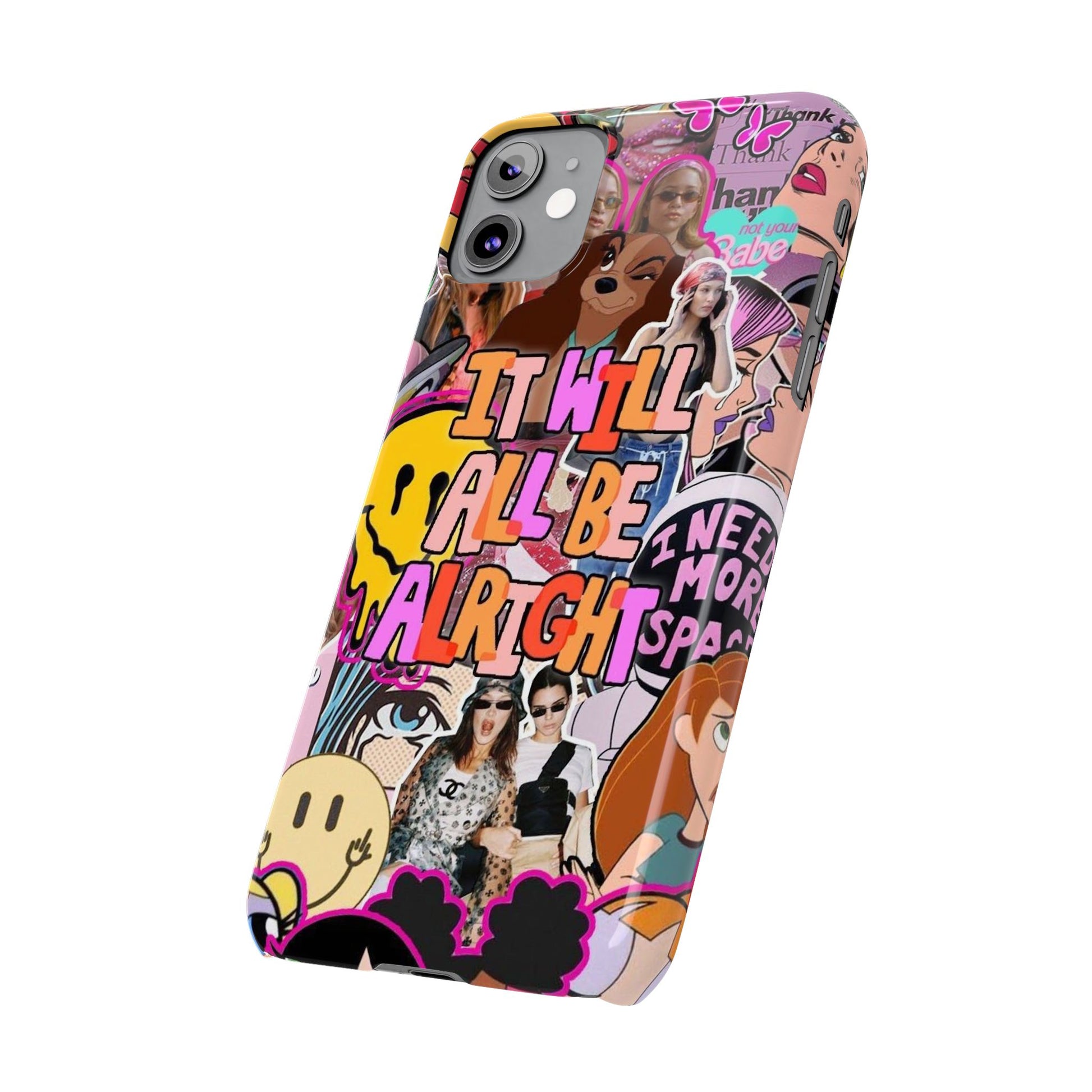 Vibrant Slim Phone Case - 'It Will All Be Alright' Collage Design