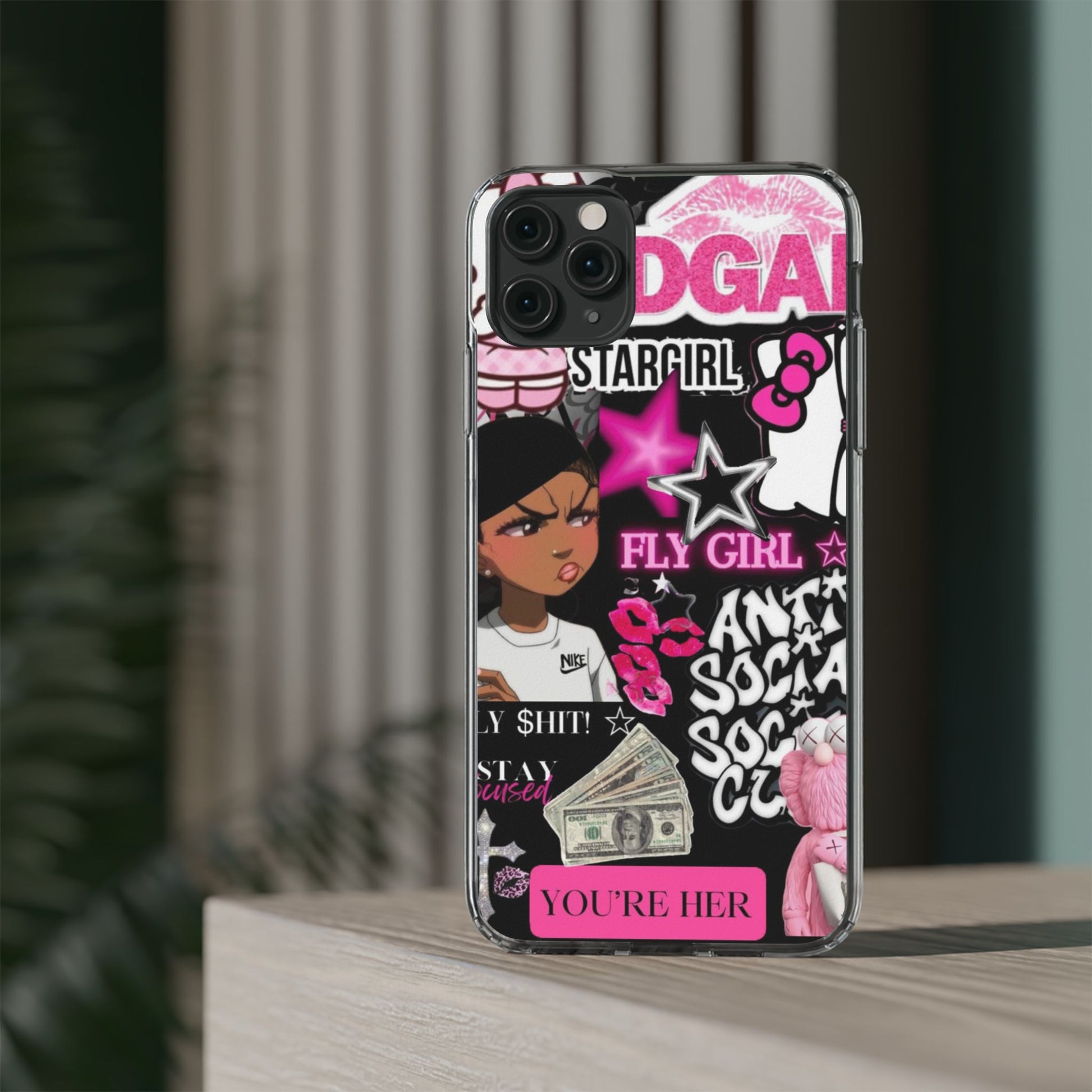 Trendy Clear Phone Case - Bold & Playful Design for Style Lovers