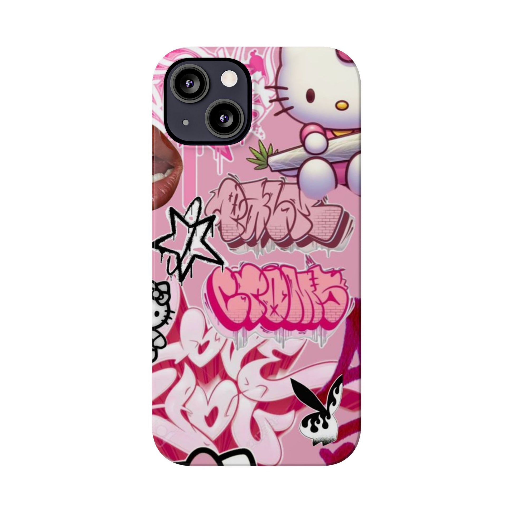 Trendy Hello Kitty Slim Phone Case - Graffiti Style, Cute and Stylish