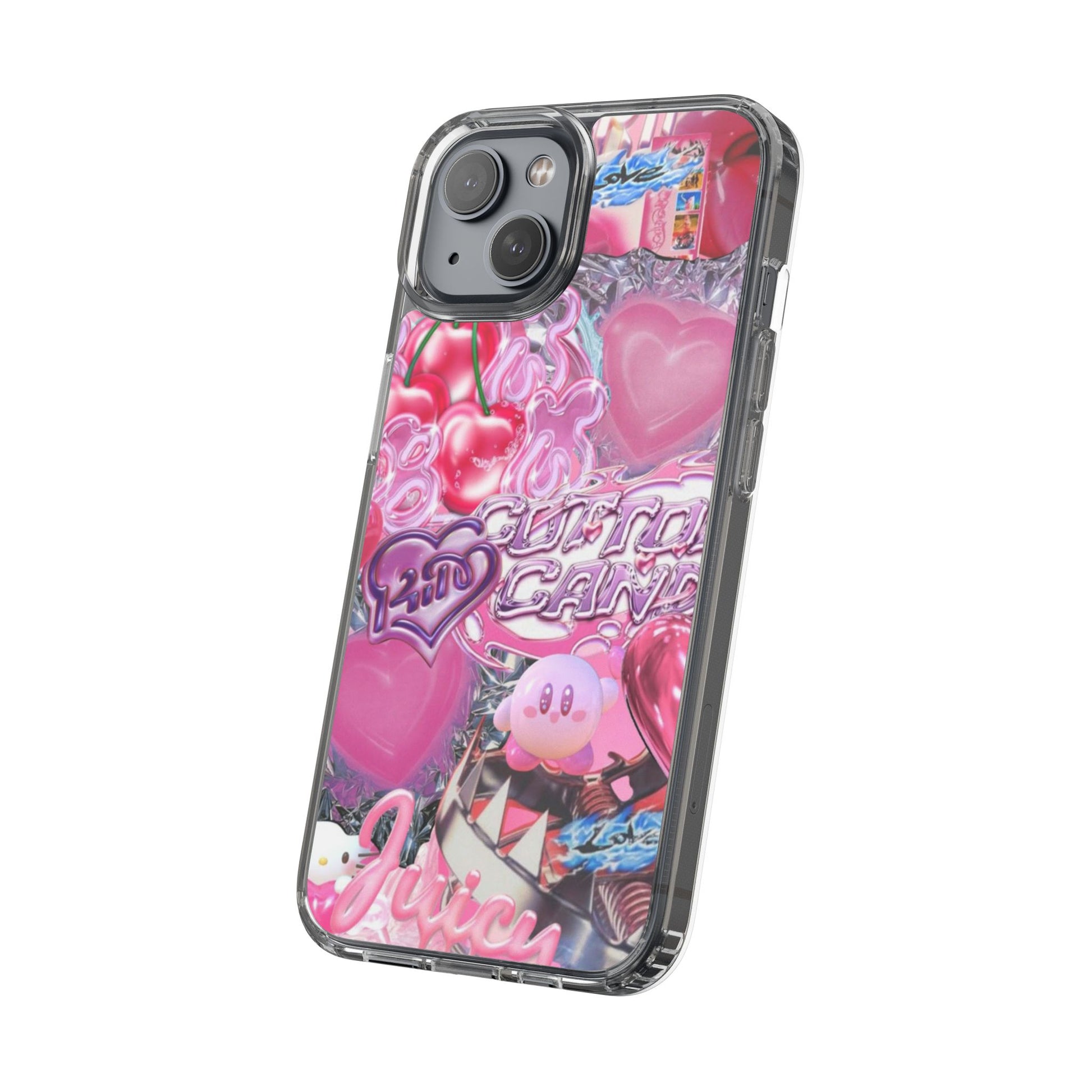 Juicy Candy Clear Phone Cases - Cute Cherry Heart Design for Sweet Lovers