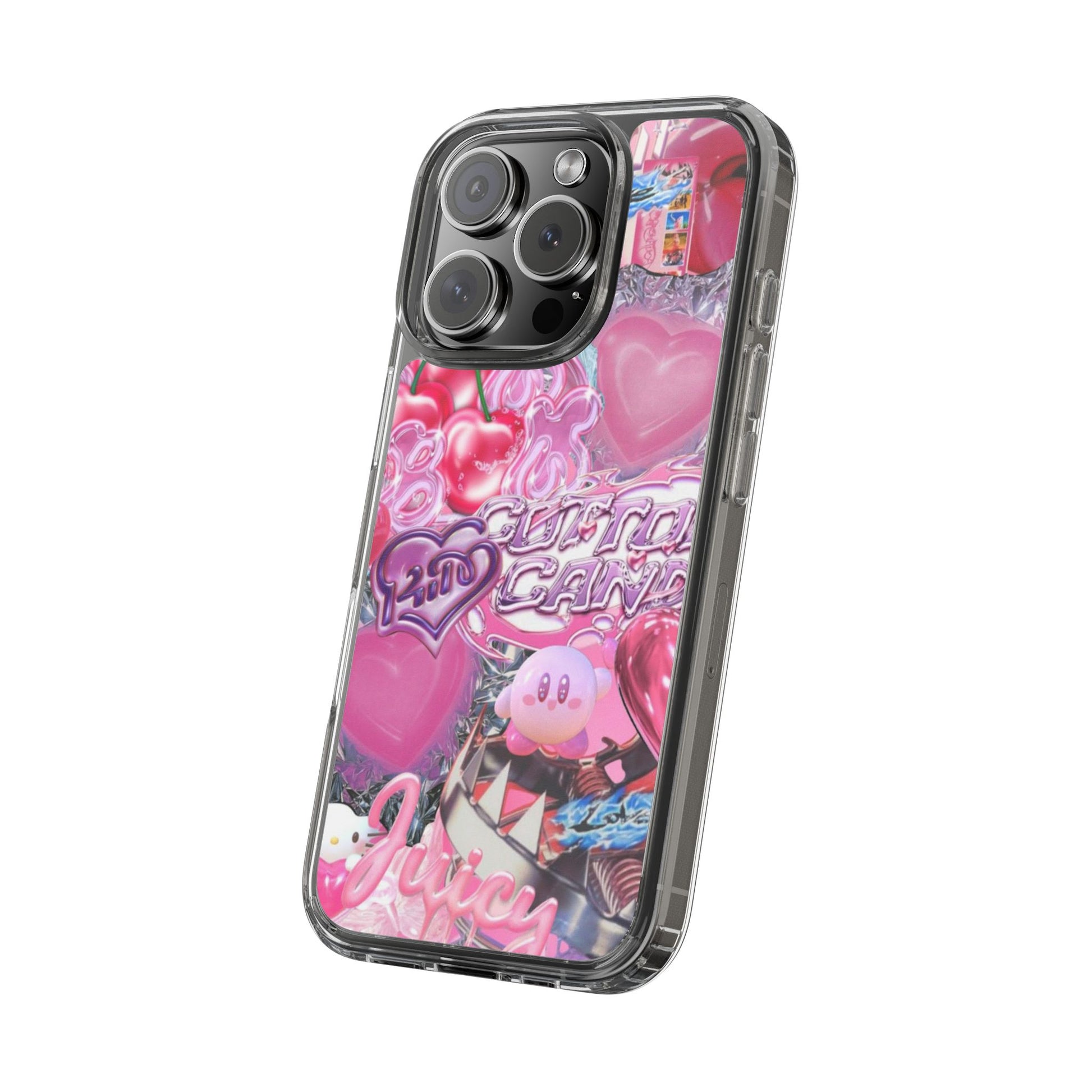 Juicy Candy Clear Phone Cases - Cute Cherry Heart Design for Sweet Lovers