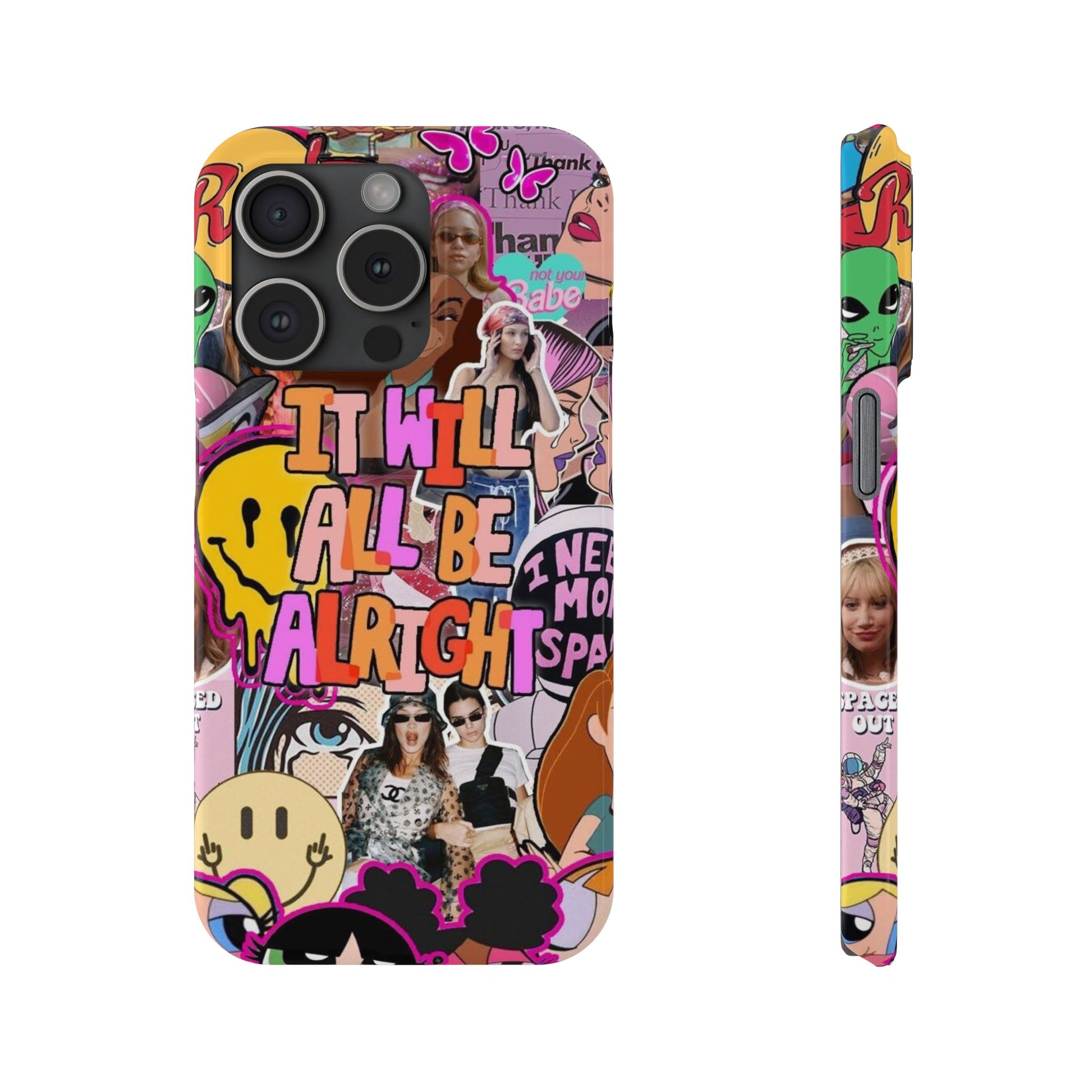 Vibrant Slim Phone Case - 'It Will All Be Alright' Collage Design