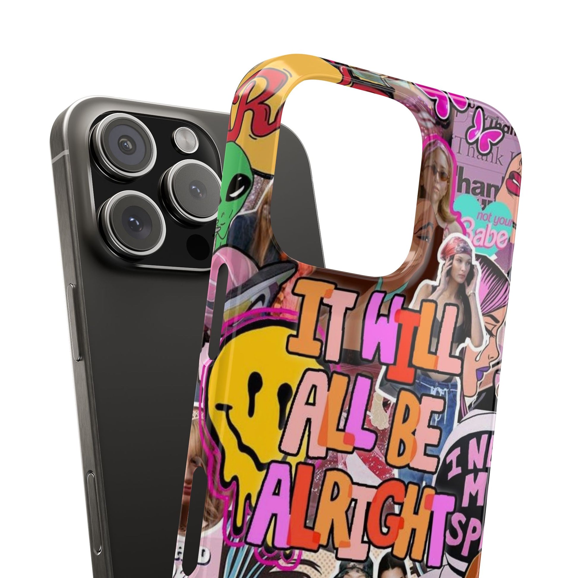 Vibrant Slim Phone Case - 'It Will All Be Alright' Collage Design