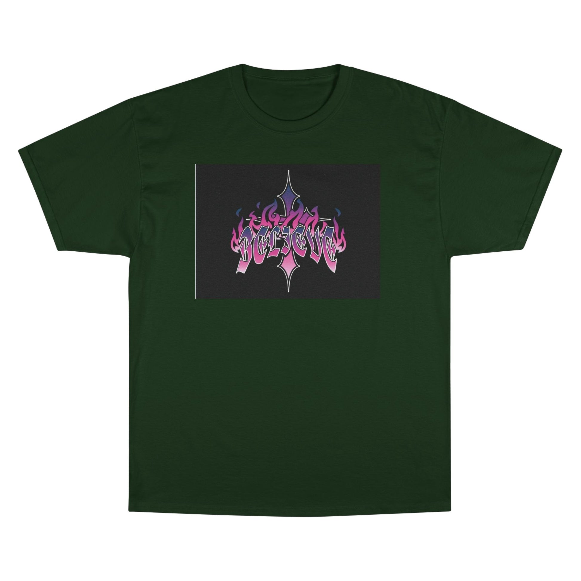 Champion Graphic Tee - Edgy Flame Design, Perfect for Streetwear Lovers