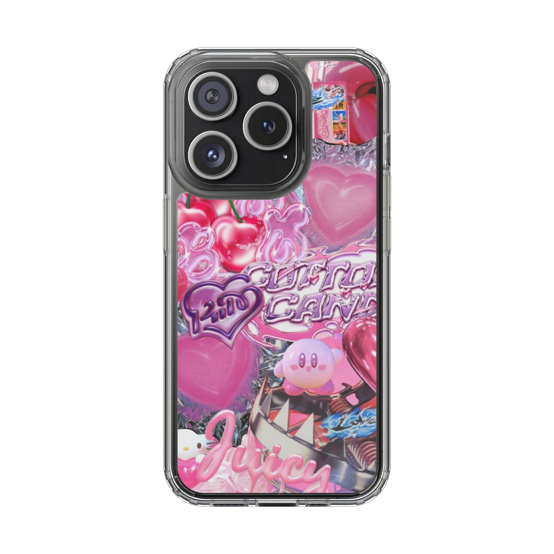 Juicy Candy Clear Phone Cases - Cute Cherry Heart Design for Sweet Lovers