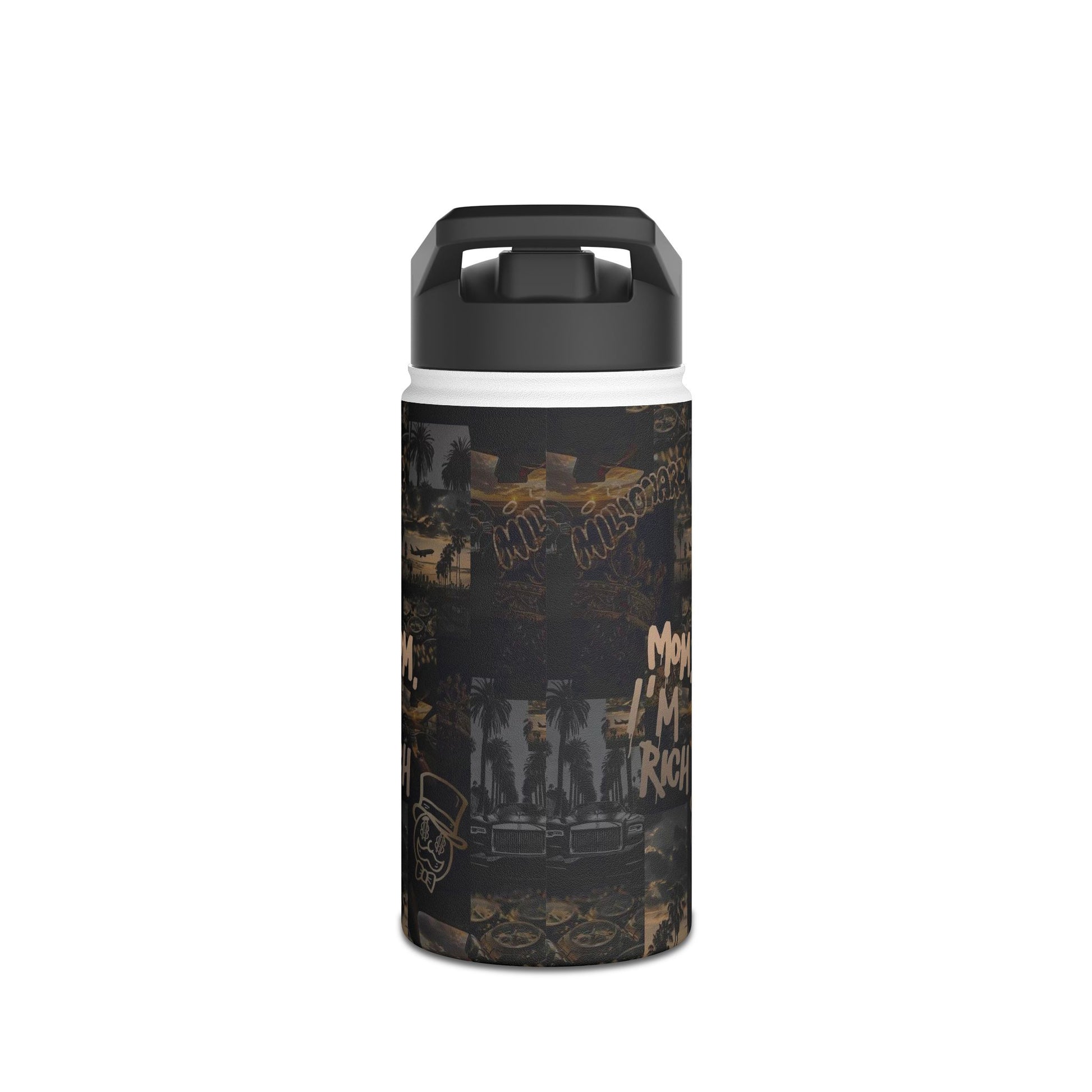 Mom, I'm Rich Stainless Steel Water Bottle - Urban Chic Design for Motivation and Style