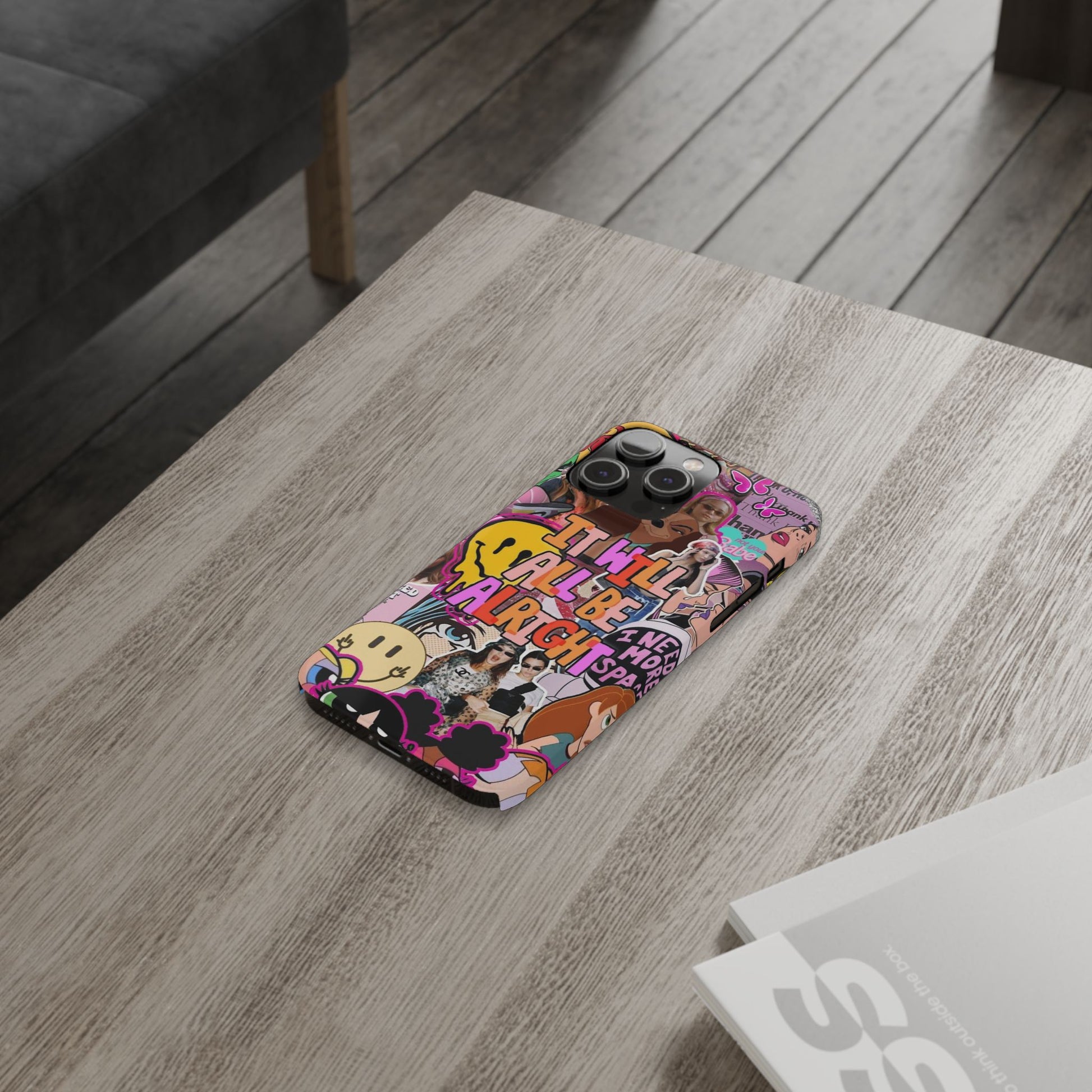 Vibrant Slim Phone Case - 'It Will All Be Alright' Collage Design