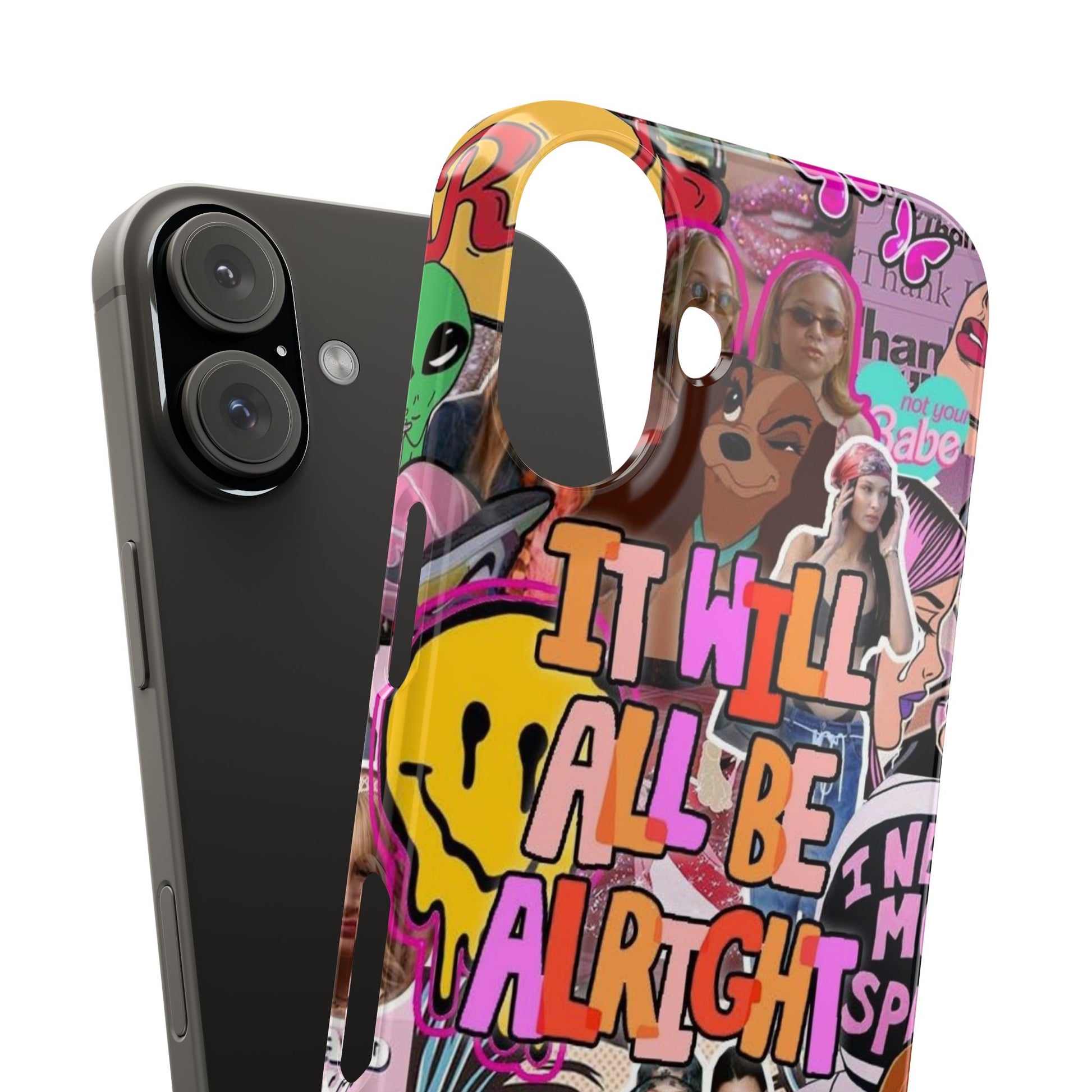 Vibrant Slim Phone Case - 'It Will All Be Alright' Collage Design