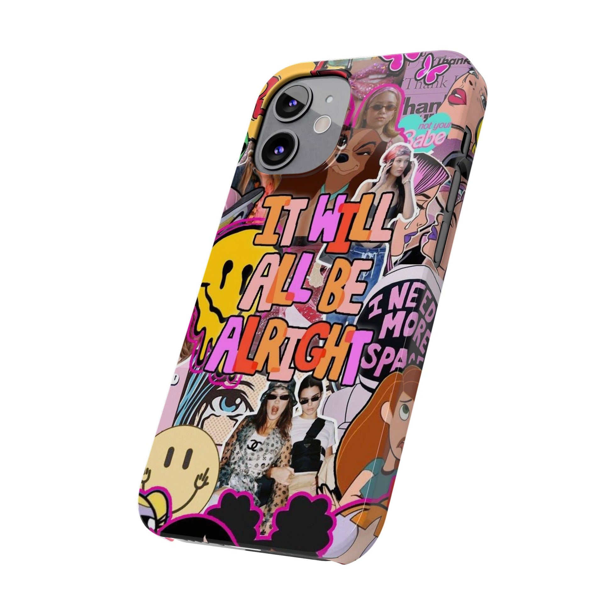 Vibrant Slim Phone Case - 'It Will All Be Alright' Collage Design