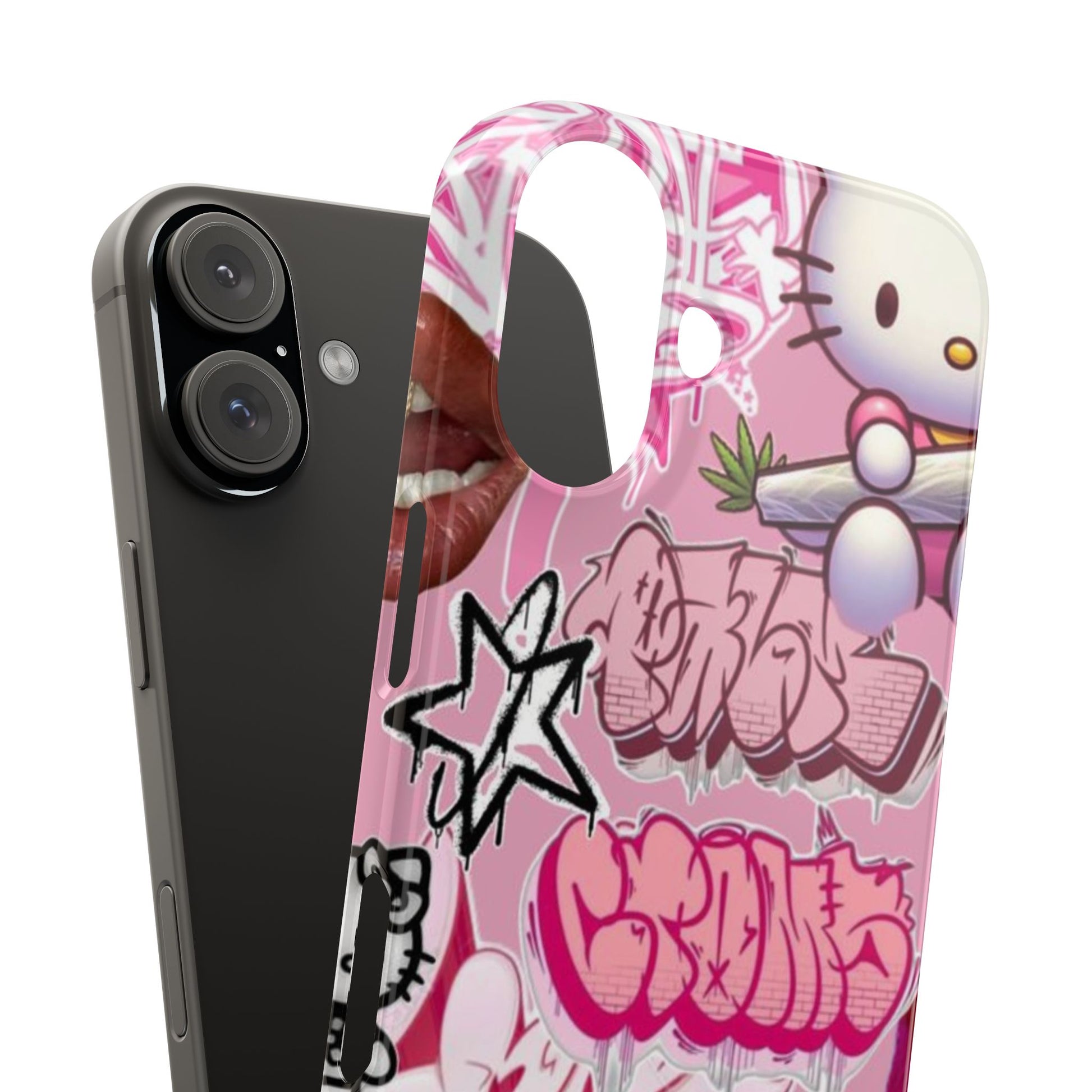 Trendy Hello Kitty Slim Phone Case - Graffiti Style, Cute and Stylish