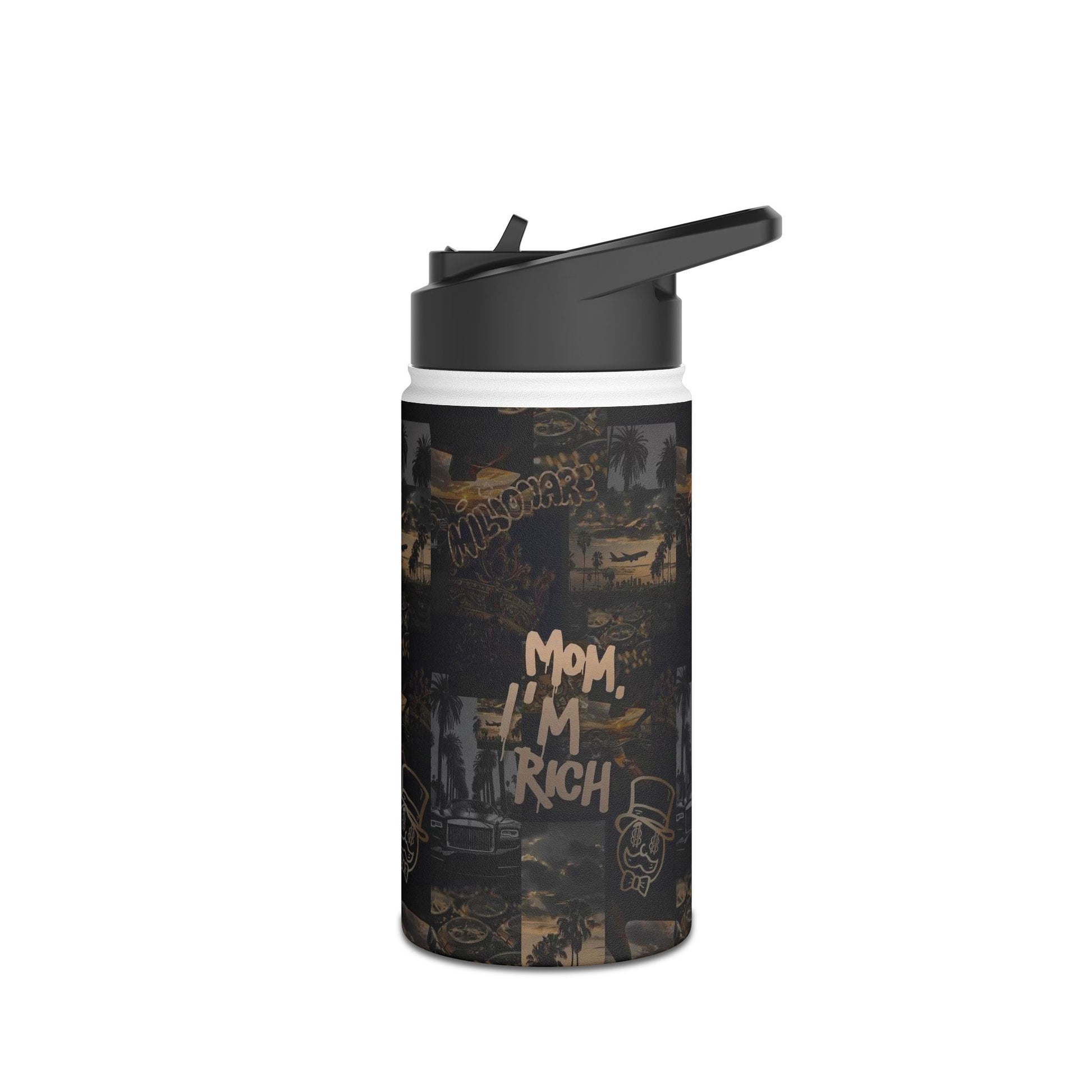 Mom, I'm Rich Stainless Steel Water Bottle - Urban Chic Design for Motivation and Style
