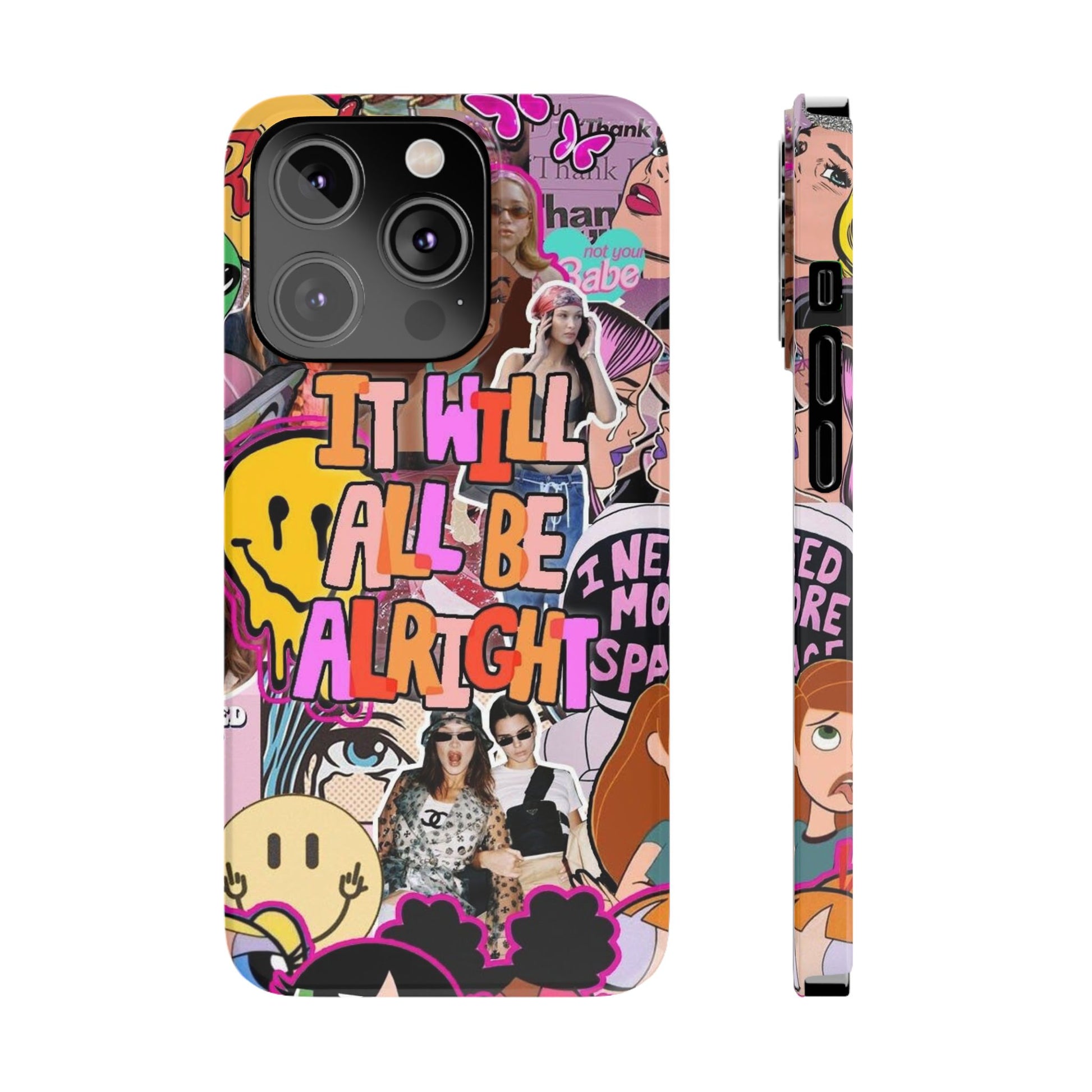 Vibrant Slim Phone Case - 'It Will All Be Alright' Collage Design