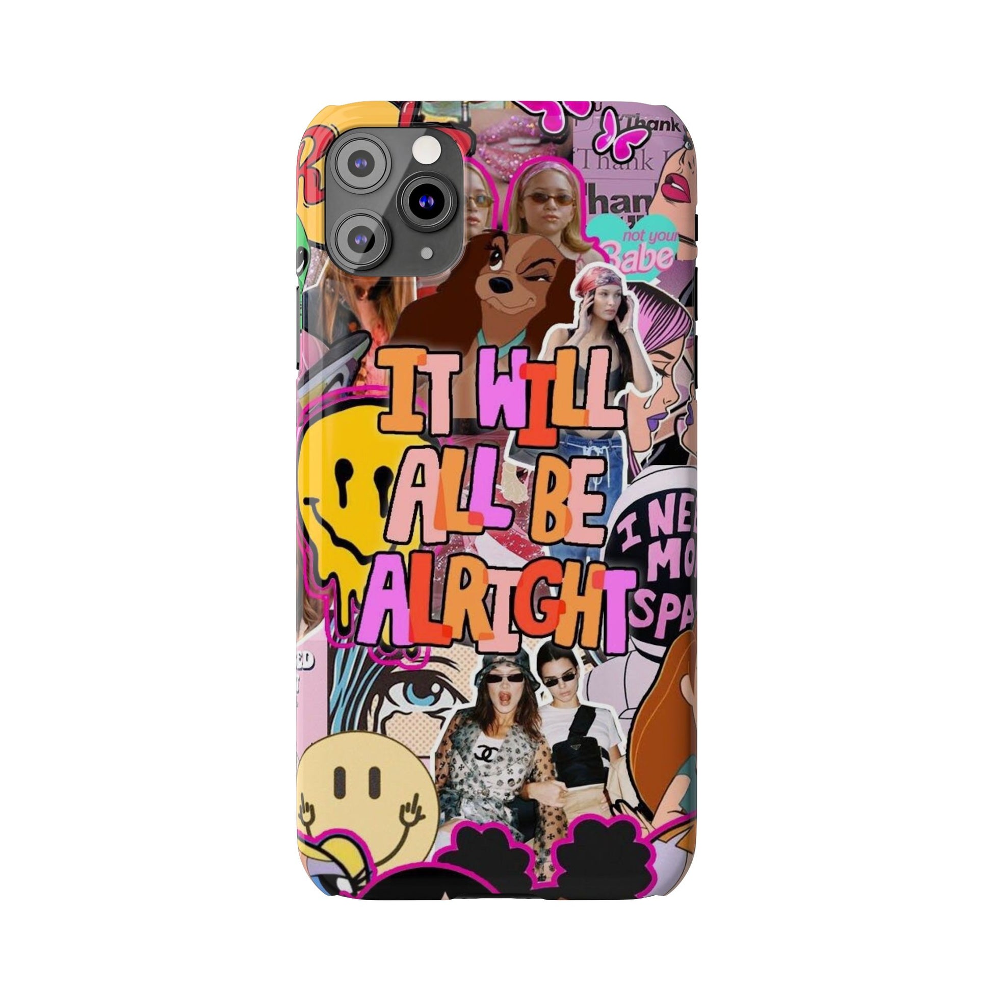 Vibrant Slim Phone Case - 'It Will All Be Alright' Collage Design