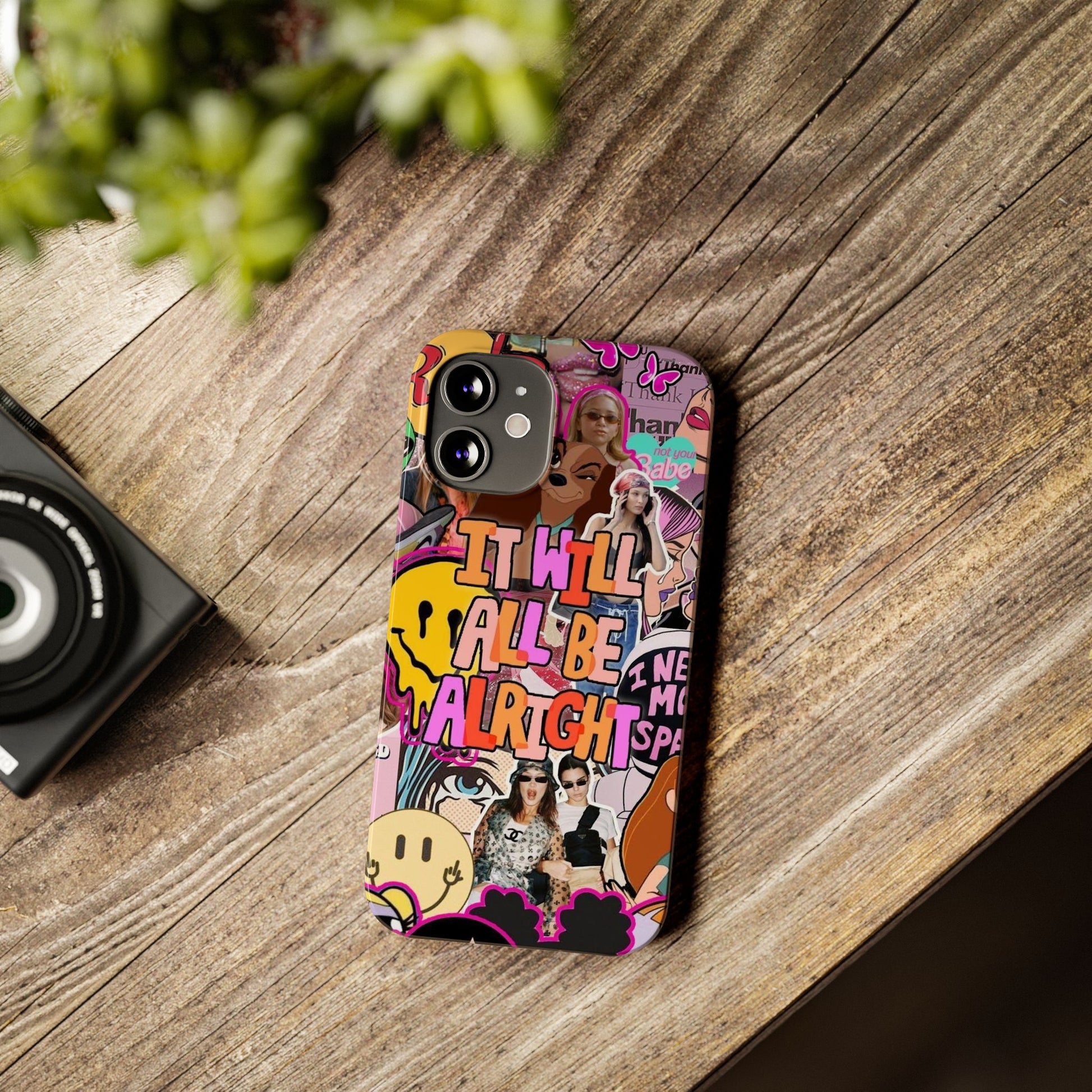 Vibrant Slim Phone Case - 'It Will All Be Alright' Collage Design