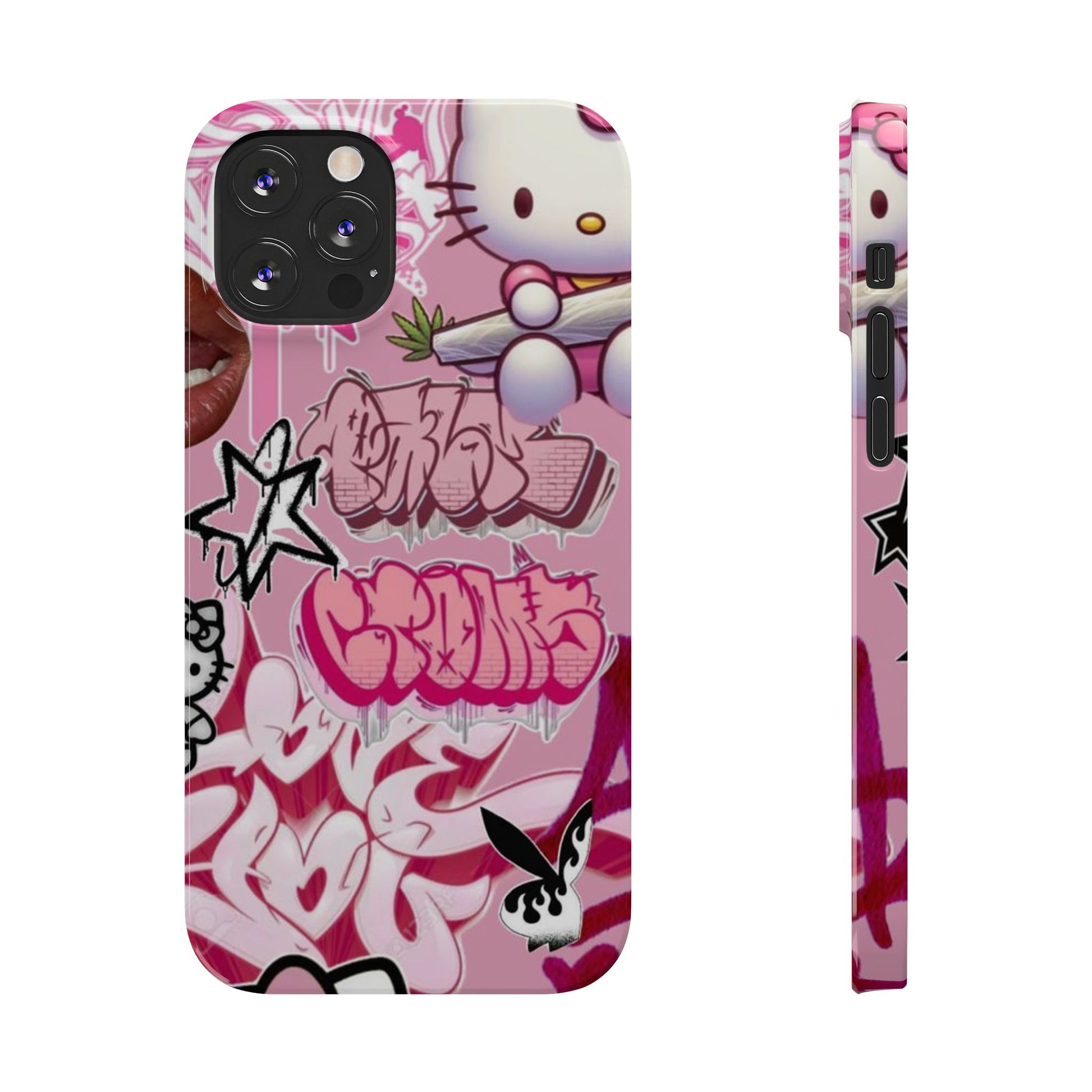 Trendy Hello Kitty Slim Phone Case - Graffiti Style, Cute and Stylish