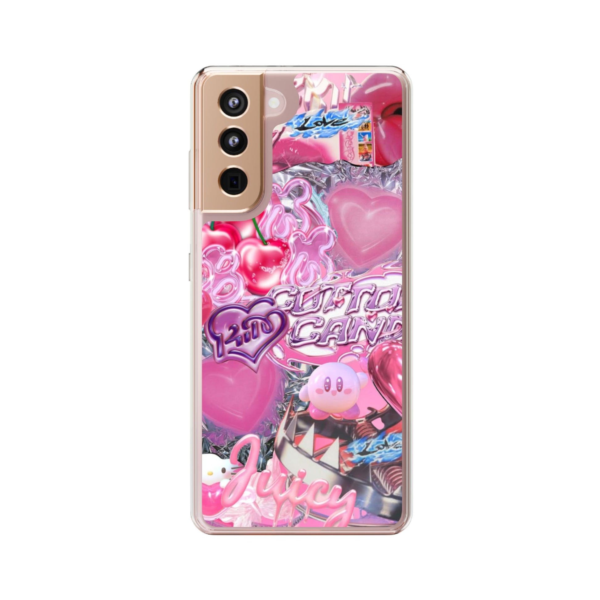 Juicy Candy Clear Phone Cases - Cute Cherry Heart Design for Sweet Lovers