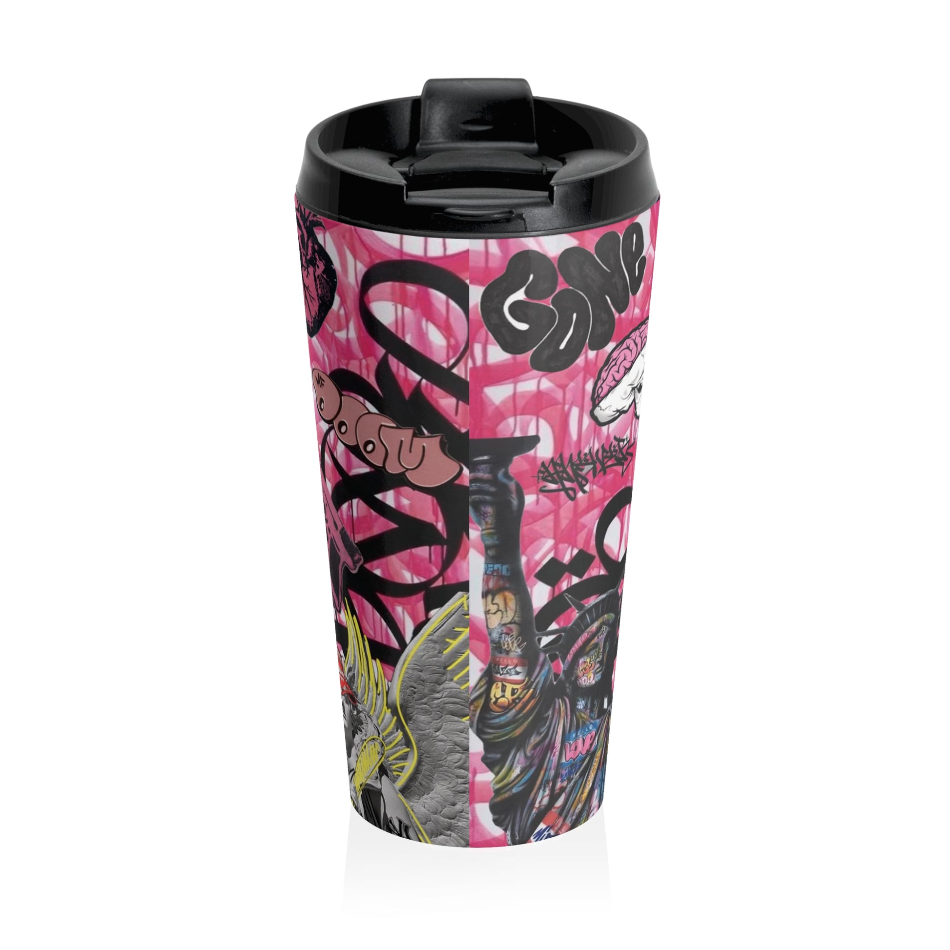 Gothic Graffiti Stainless Steel Travel Mug | Trendy Coffee Cup for Urban Lifestyle