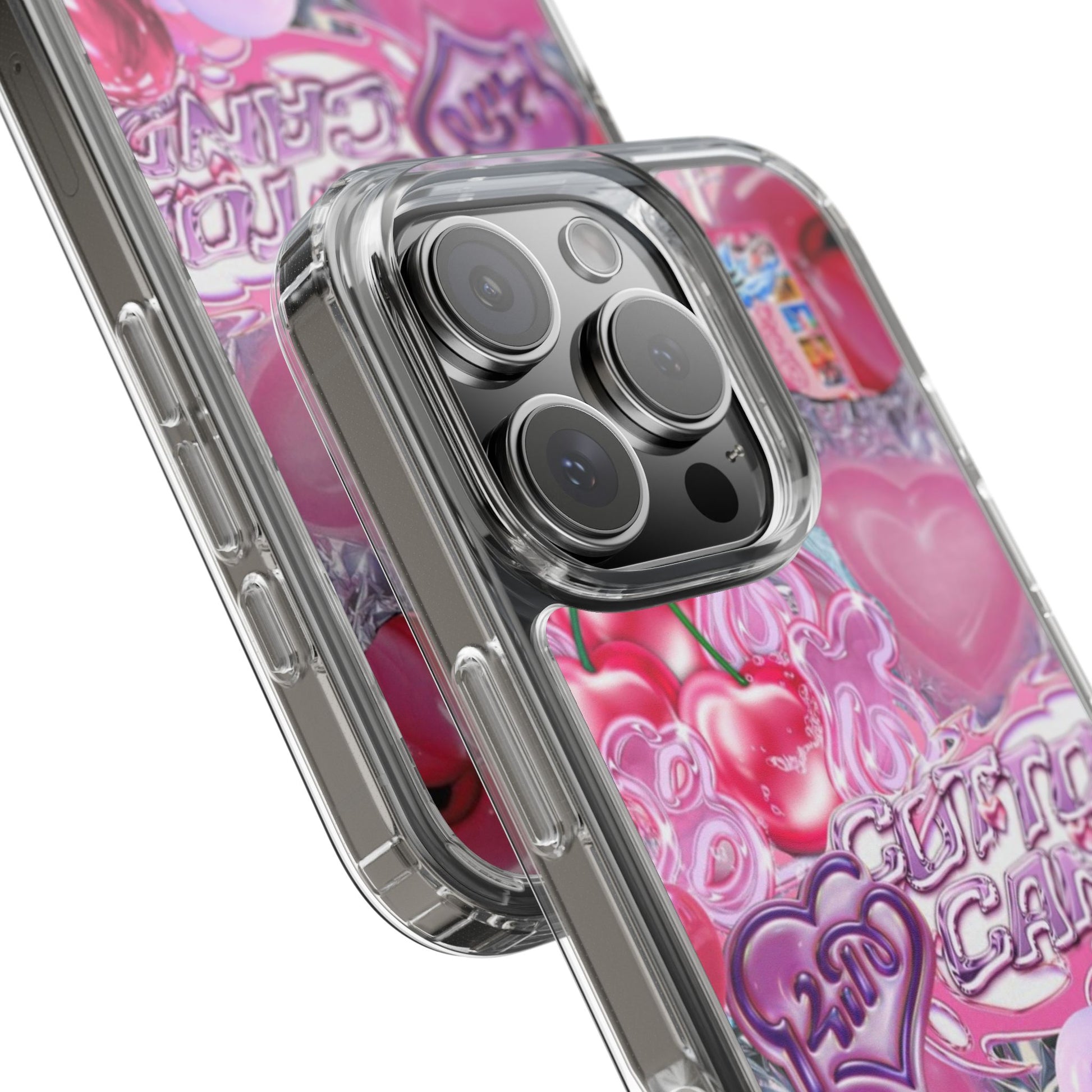 Juicy Candy Clear Phone Cases - Cute Cherry Heart Design for Sweet Lovers