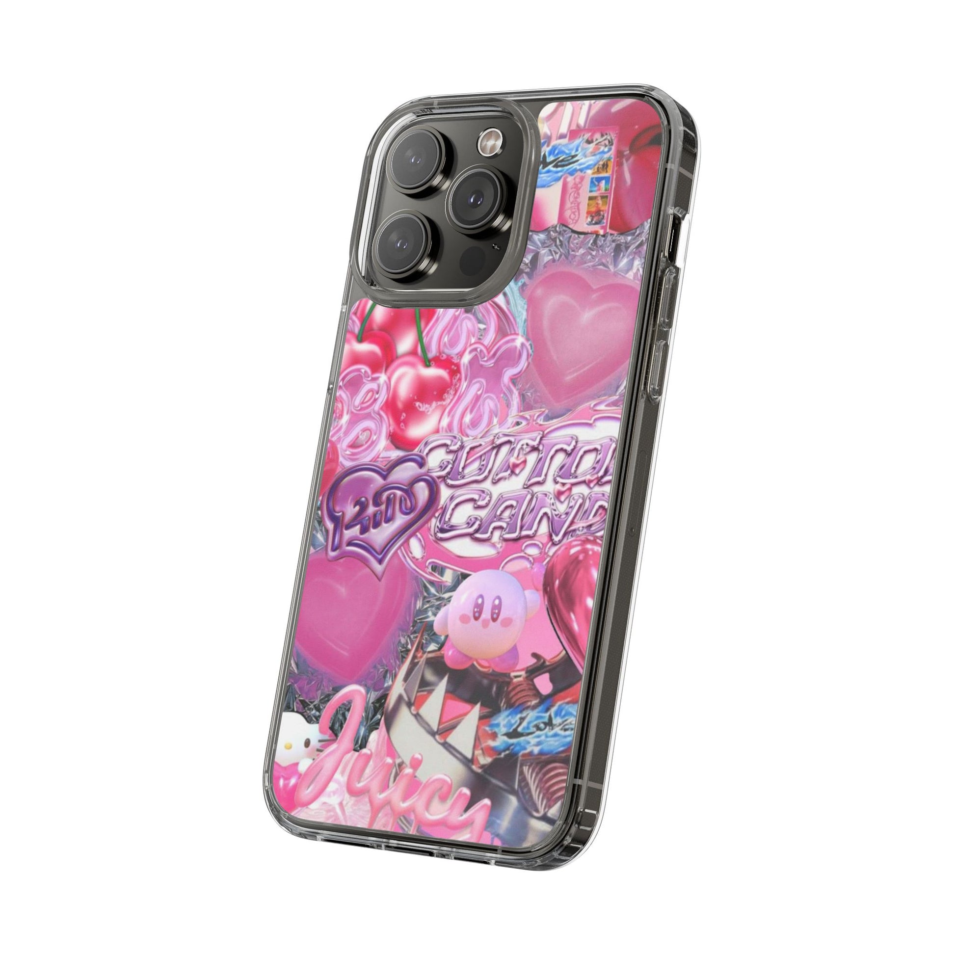Juicy Candy Clear Phone Cases - Cute Cherry Heart Design for Sweet Lovers