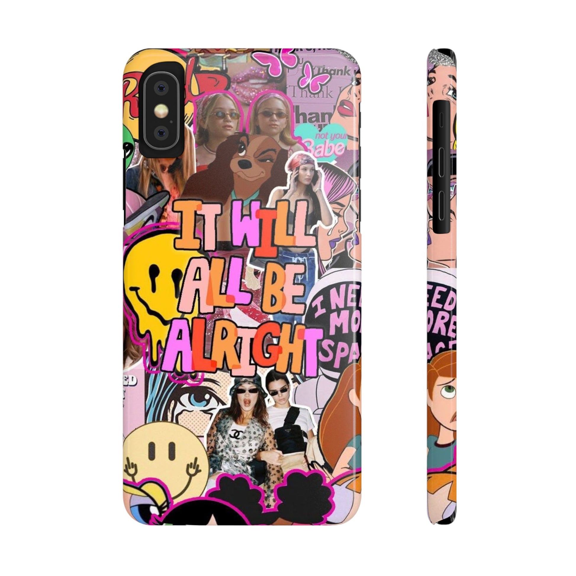 Vibrant Slim Phone Case - 'It Will All Be Alright' Collage Design